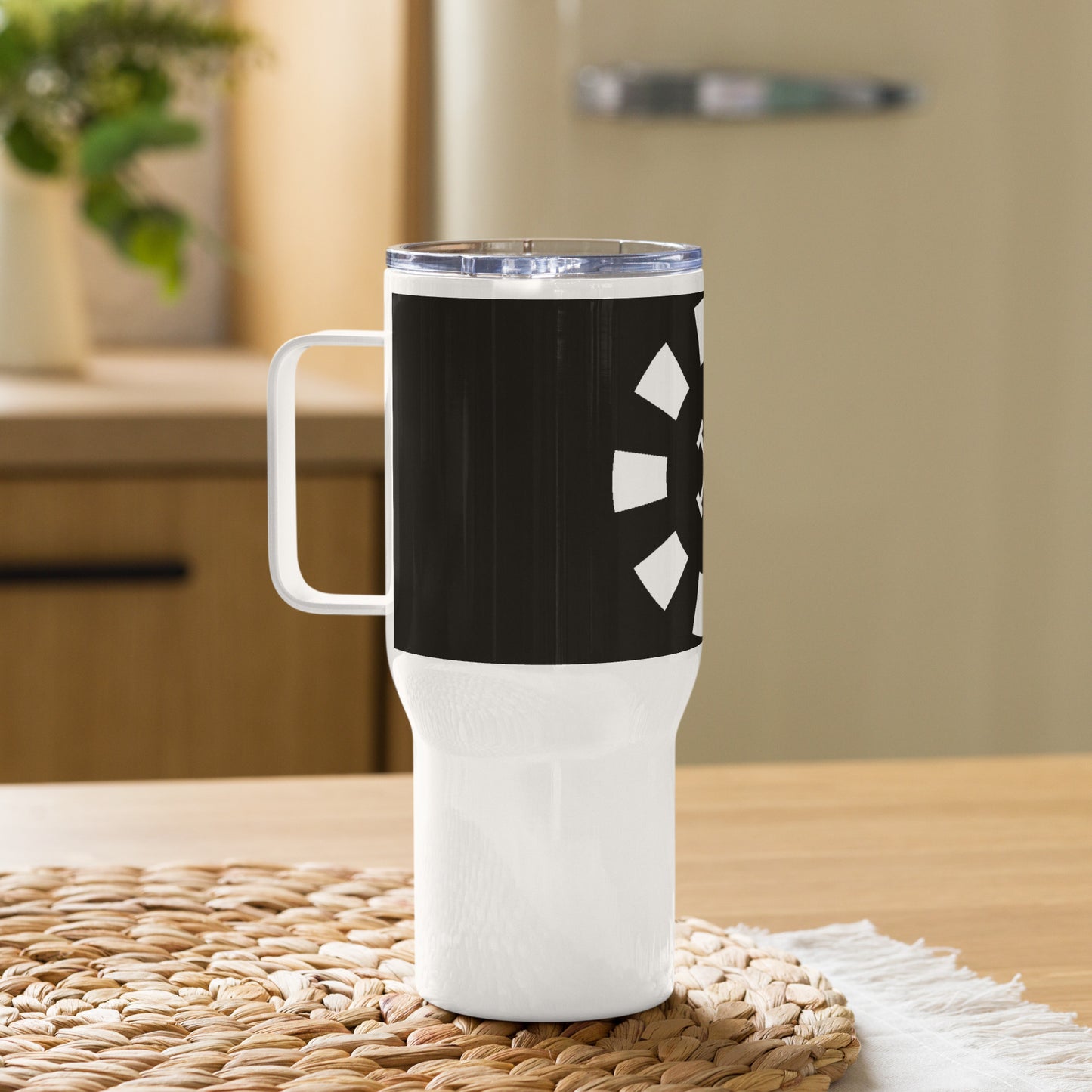 Big G White Travel mug with a handle