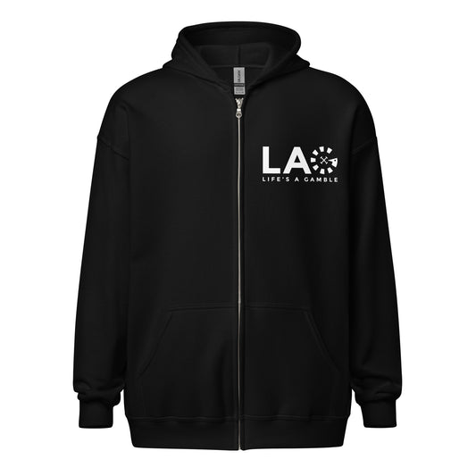 LAG Life's A Gamble White Unisex heavy blend zip hoodie