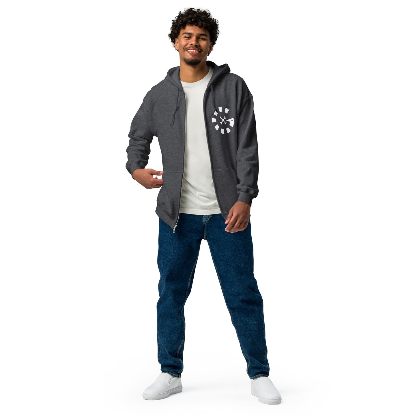 Big G White Unisex heavy blend zip hoodie