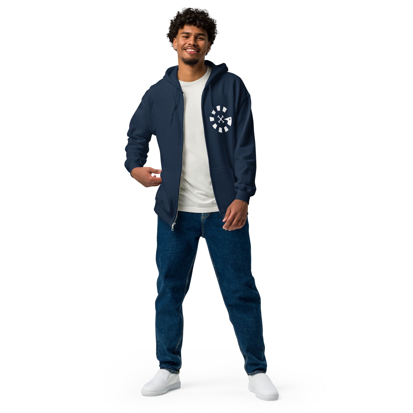 Big G White Unisex heavy blend zip hoodie