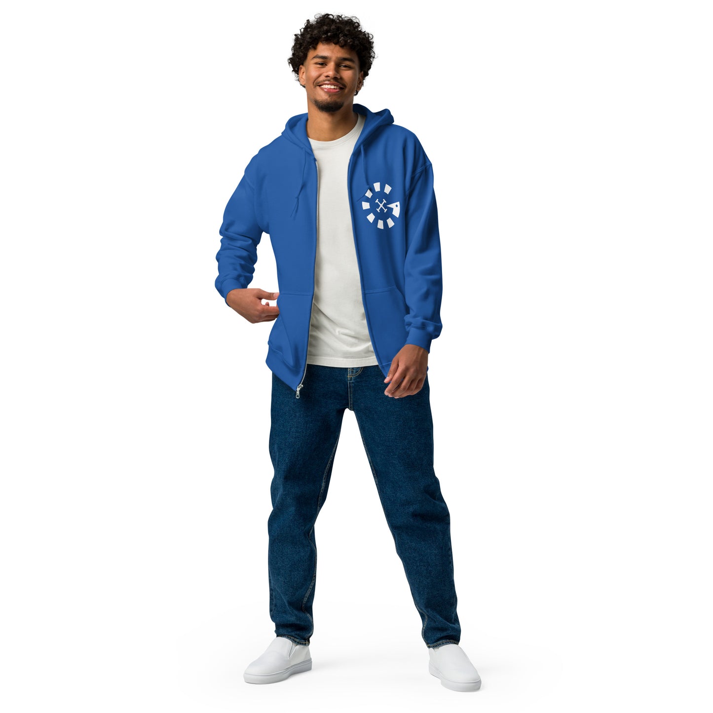 Big G White Unisex heavy blend zip hoodie