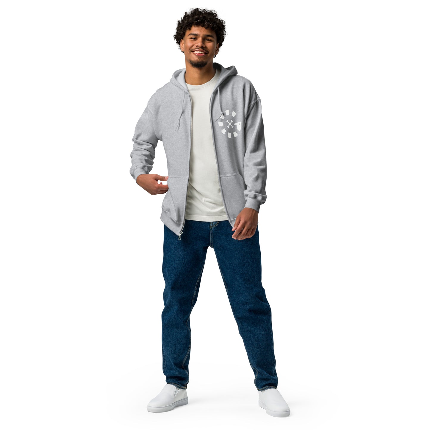 Big G White Unisex heavy blend zip hoodie