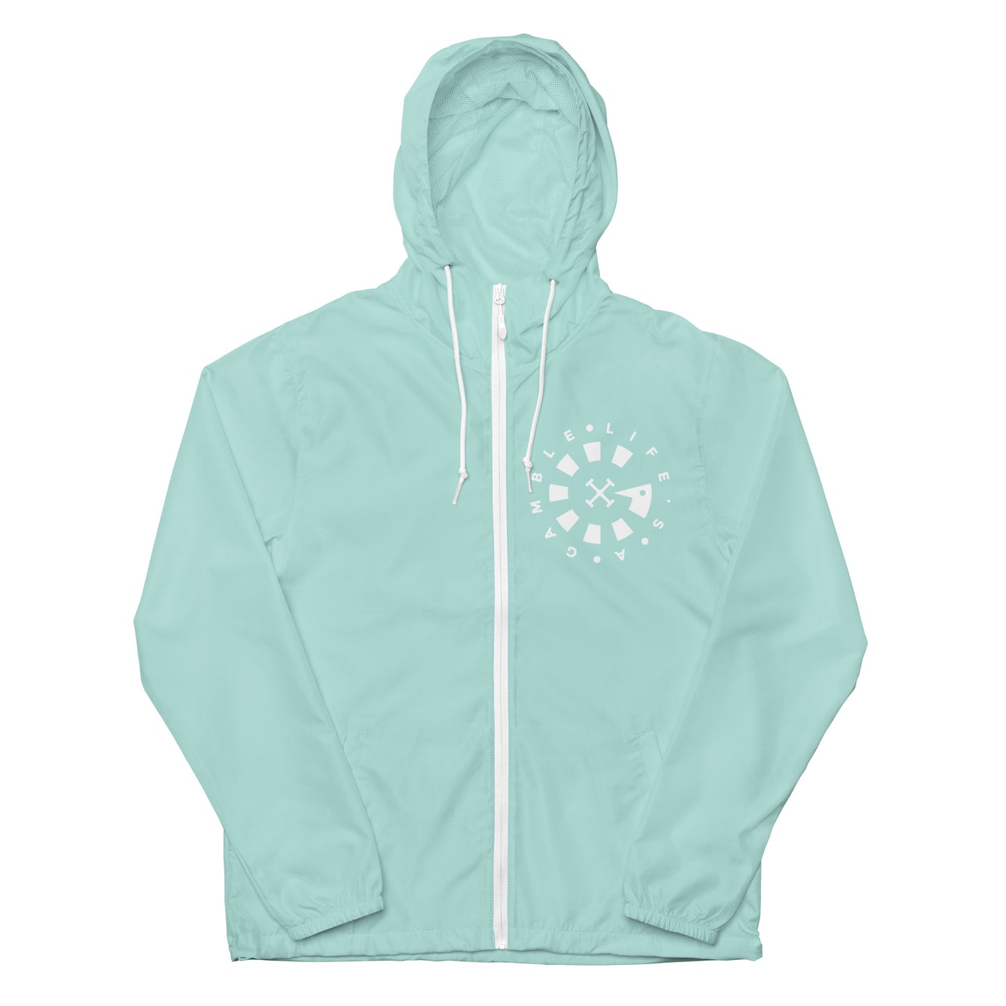 LAG Life's A Gamble Circle White Unisex lightweight zip up windbreaker