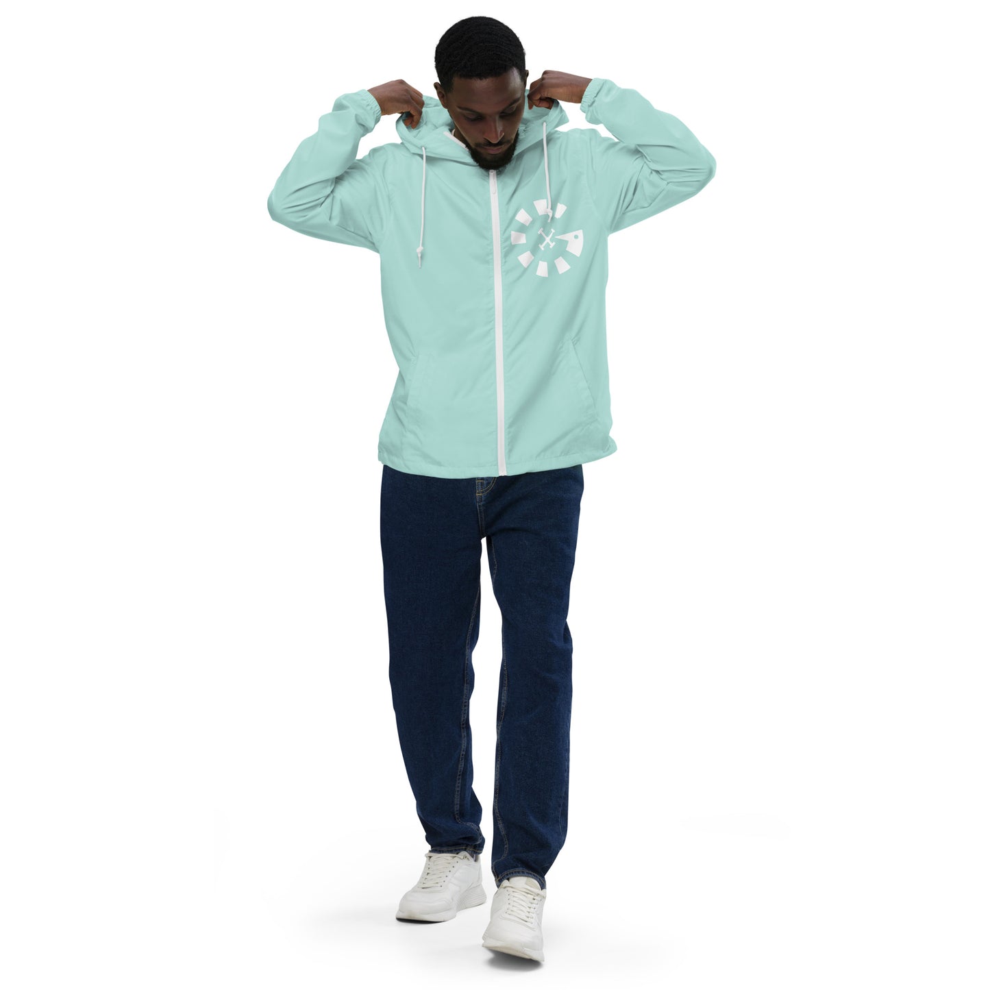 Big G White Unisex lightweight zip up windbreaker