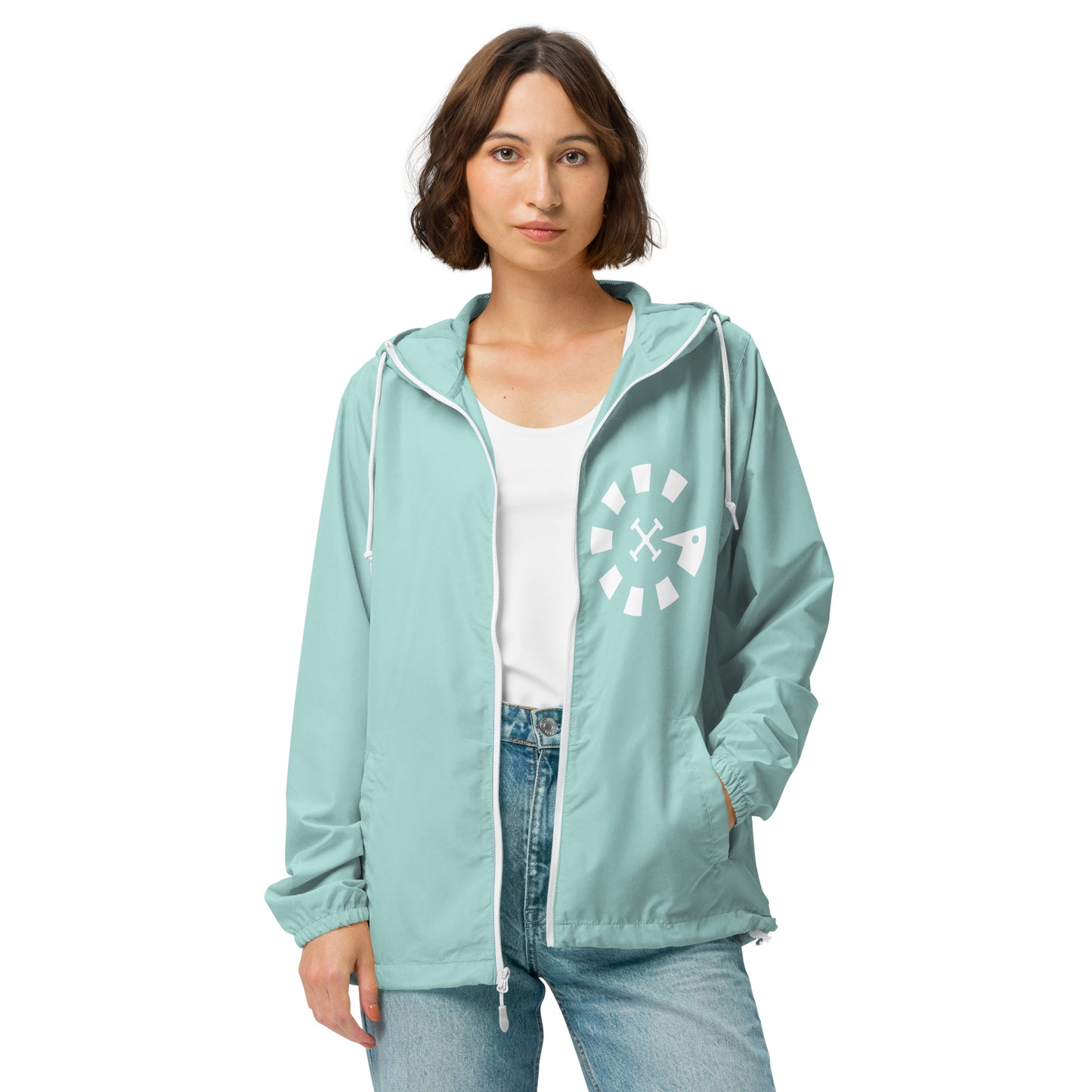 Big G White Unisex lightweight zip up windbreaker