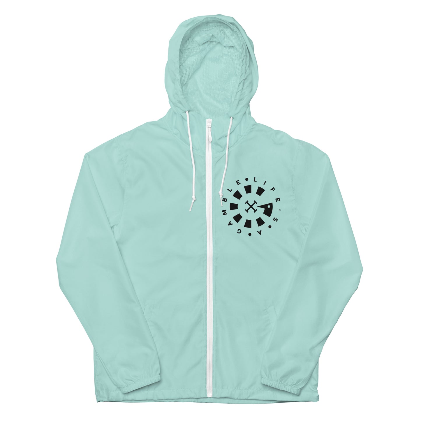 LAG Life's A Gamble Circle White Unisex lightweight zip up windbreaker