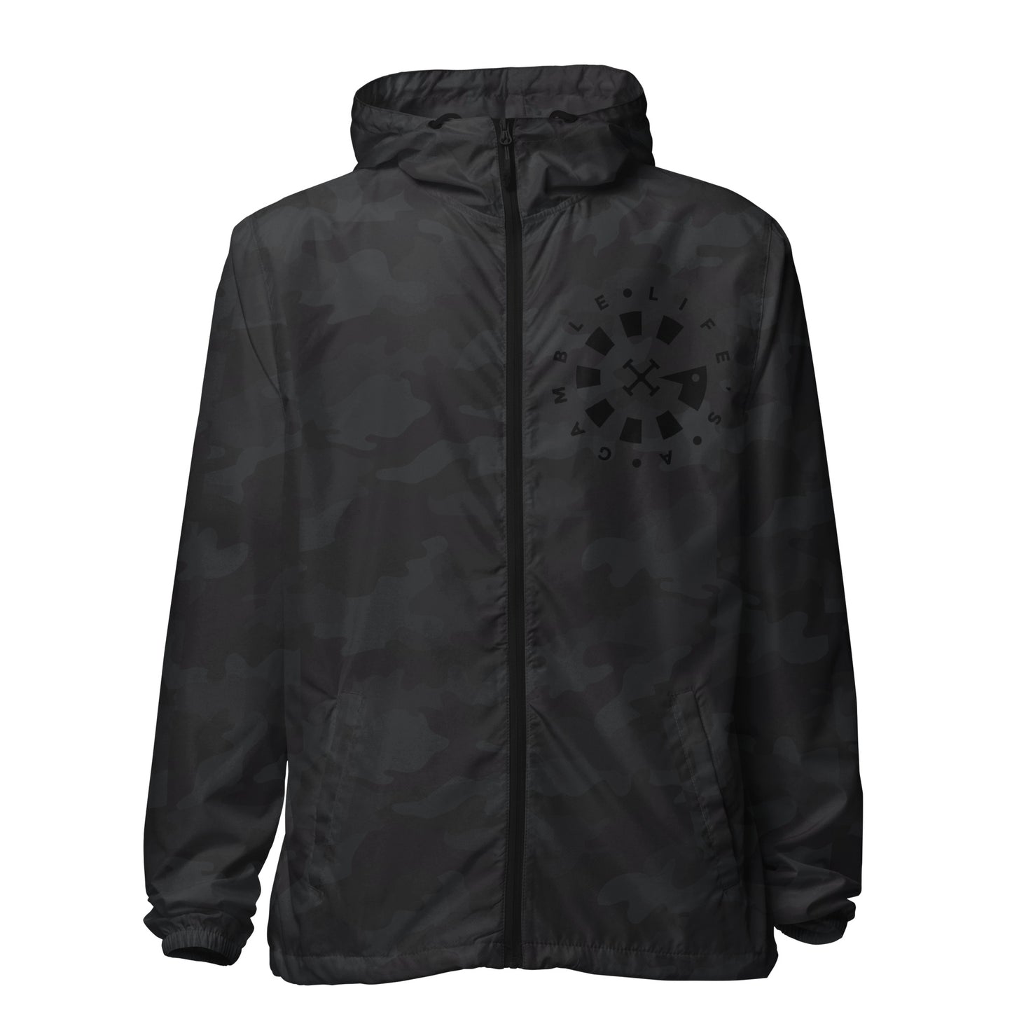 LAG Life's A Gamble Circle White Unisex lightweight zip up windbreaker