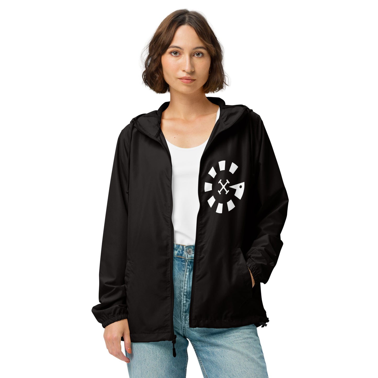 Big G White Unisex lightweight zip up windbreaker