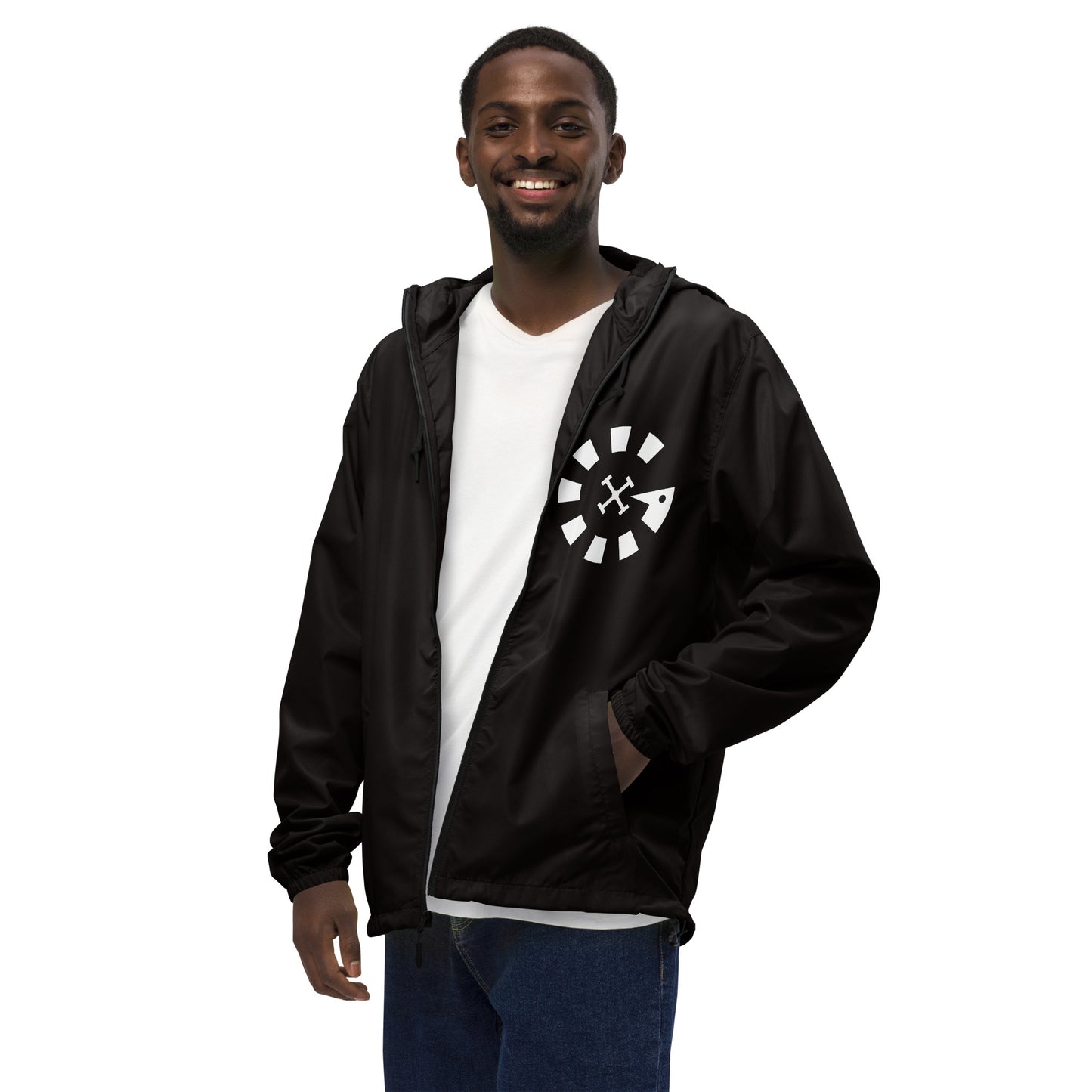 Big G White Unisex lightweight zip up windbreaker