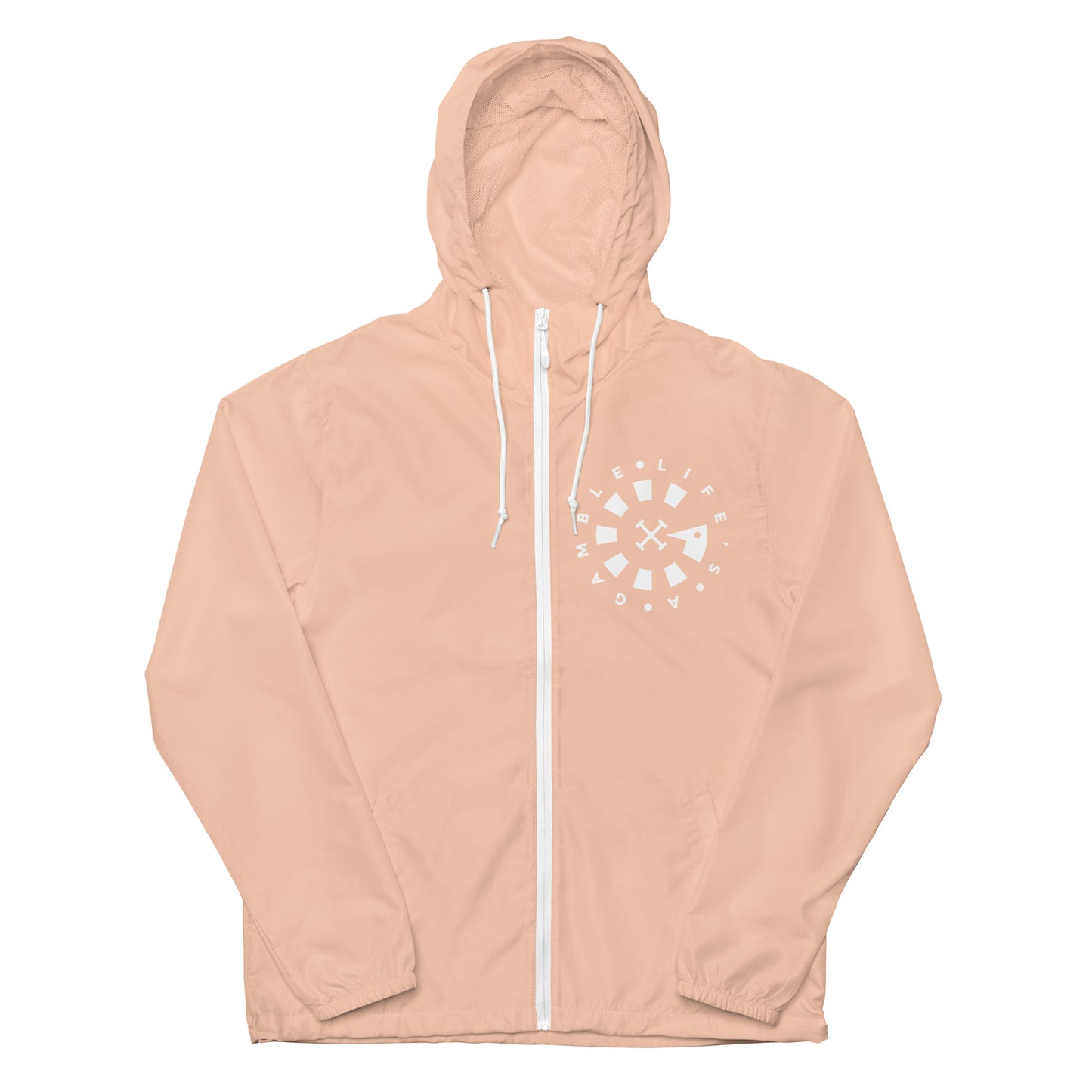 LAG Life's A Gamble Circle White Unisex lightweight zip up windbreaker