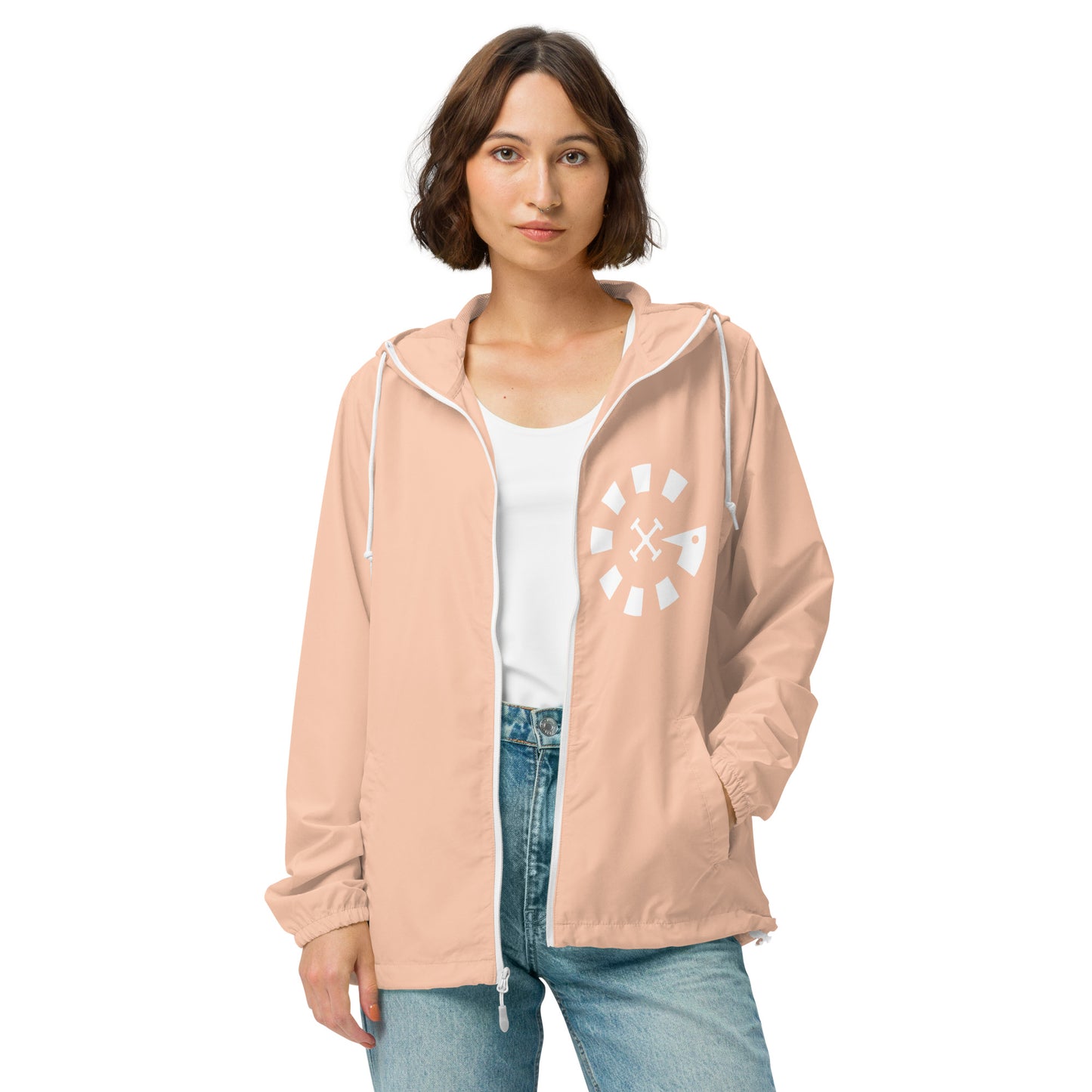 Big G White Unisex lightweight zip up windbreaker