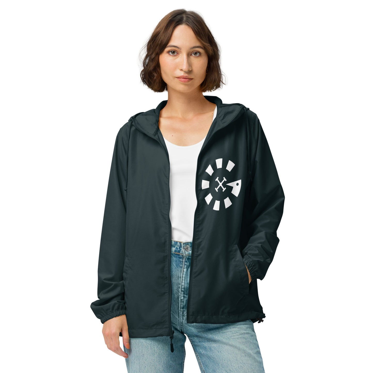 Big G White Unisex lightweight zip up windbreaker