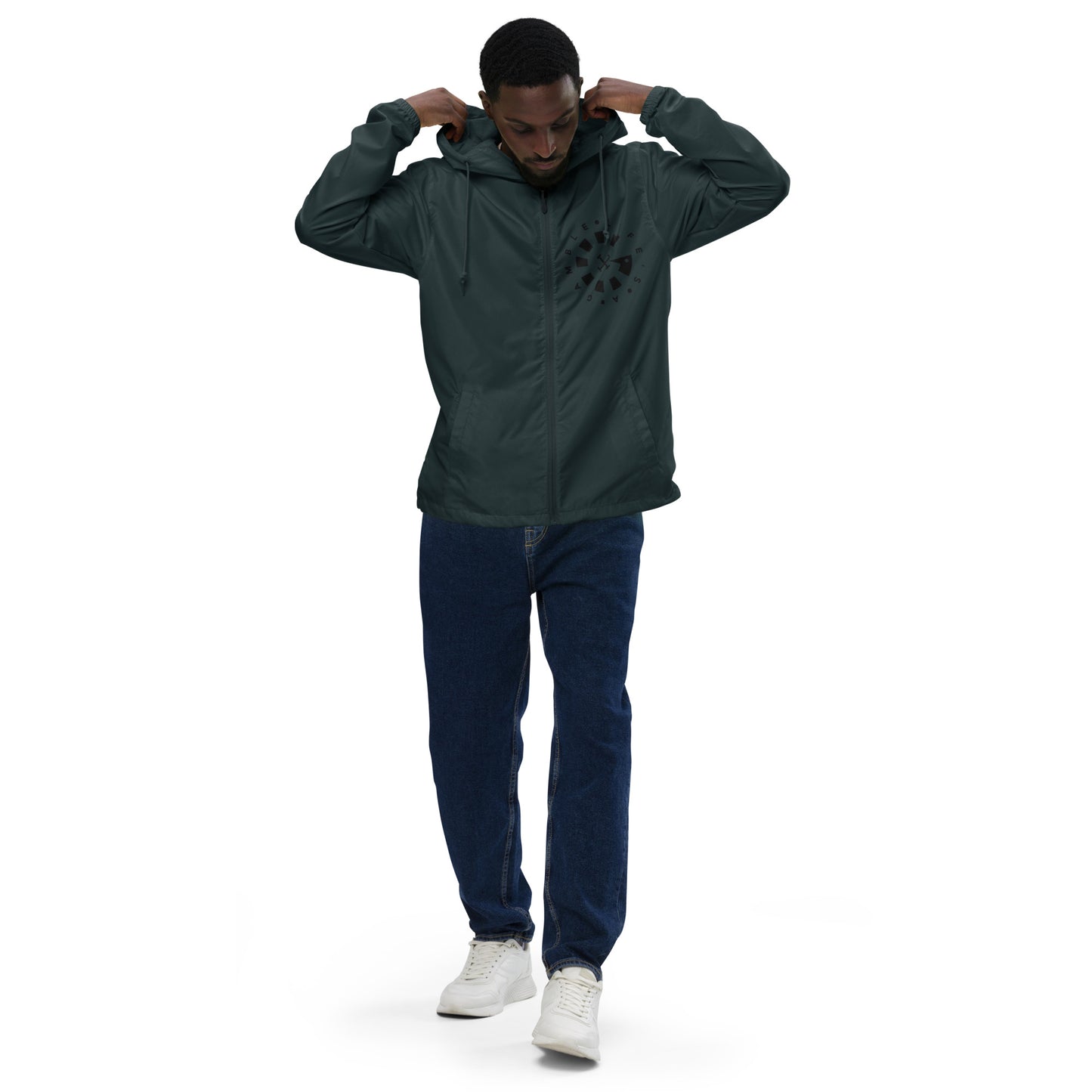 LAG Life's A Gamble Circle White Unisex lightweight zip up windbreaker