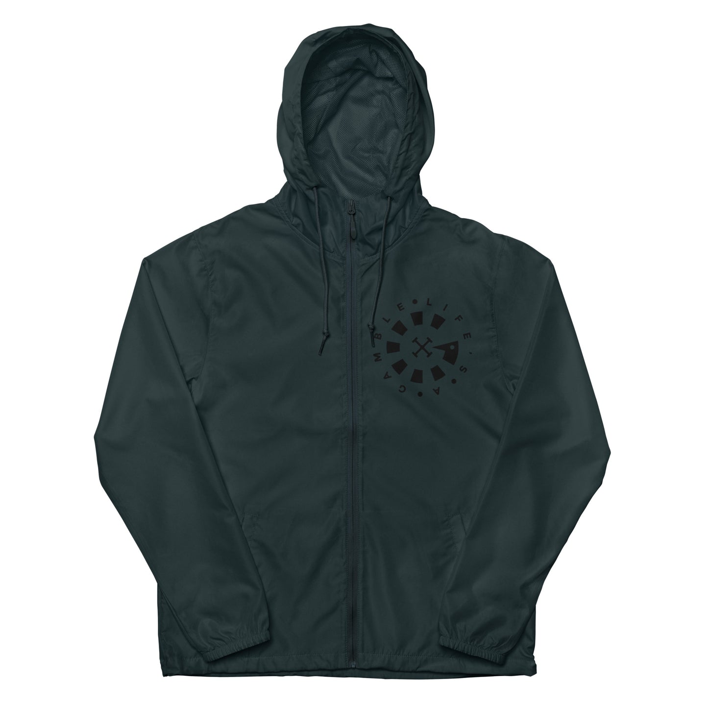 LAG Life's A Gamble Circle White Unisex lightweight zip up windbreaker