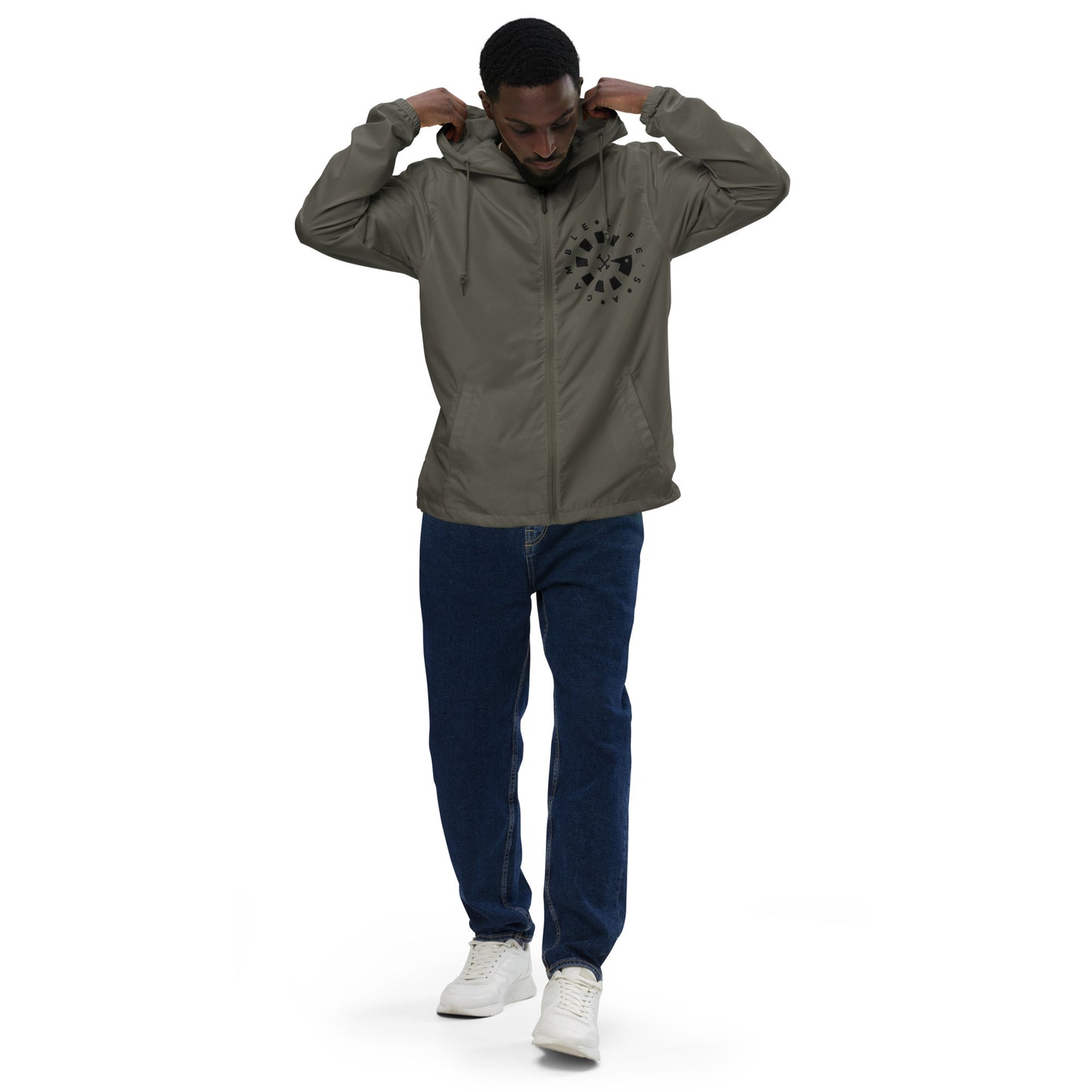 LAG Life's A Gamble Circle White Unisex lightweight zip up windbreaker