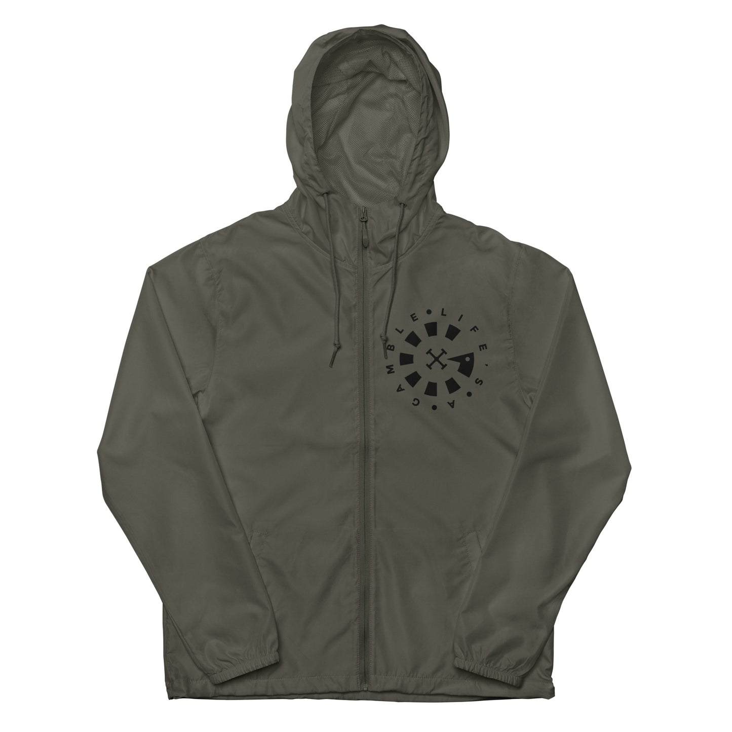 LAG Life's A Gamble Circle White Unisex lightweight zip up windbreaker