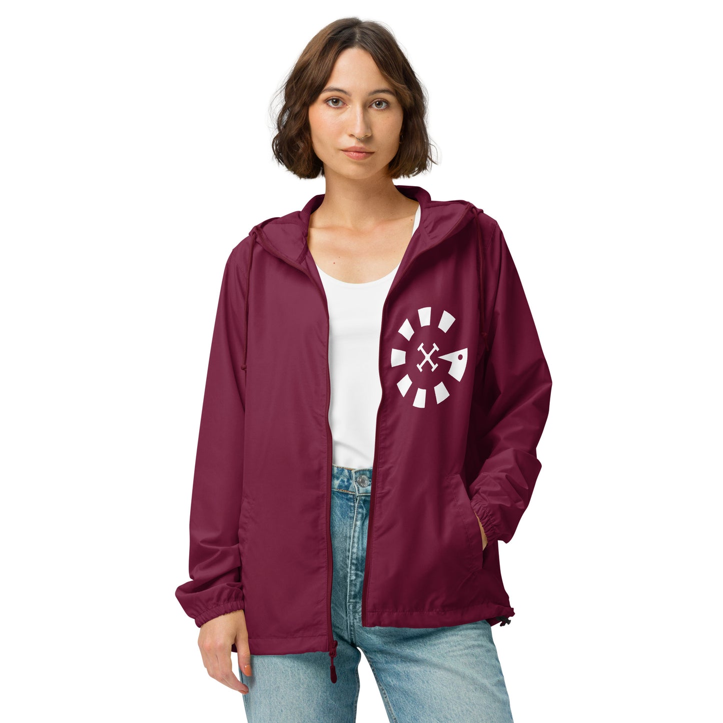 Big G White Unisex lightweight zip up windbreaker