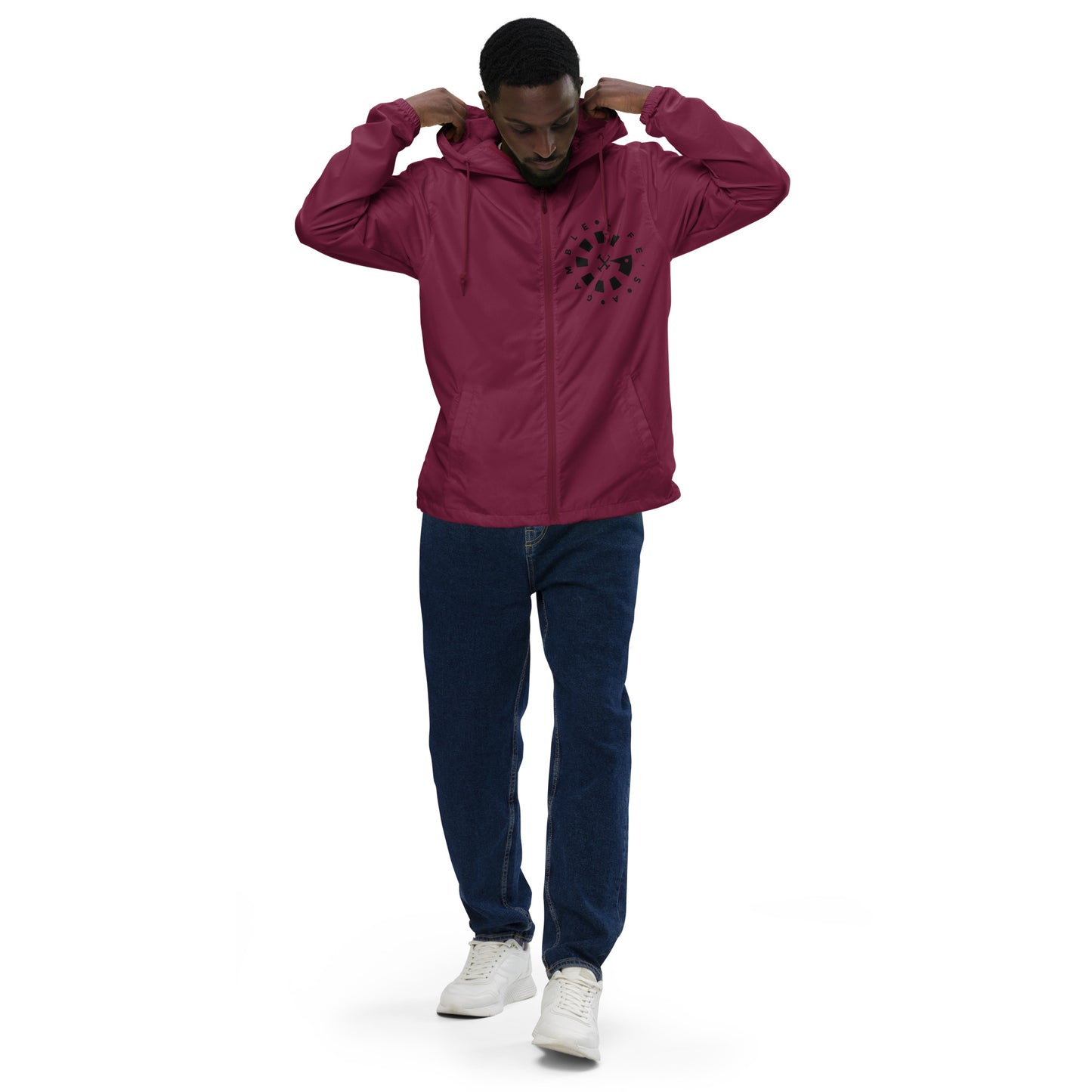 LAG Life's A Gamble Circle White Unisex lightweight zip up windbreaker