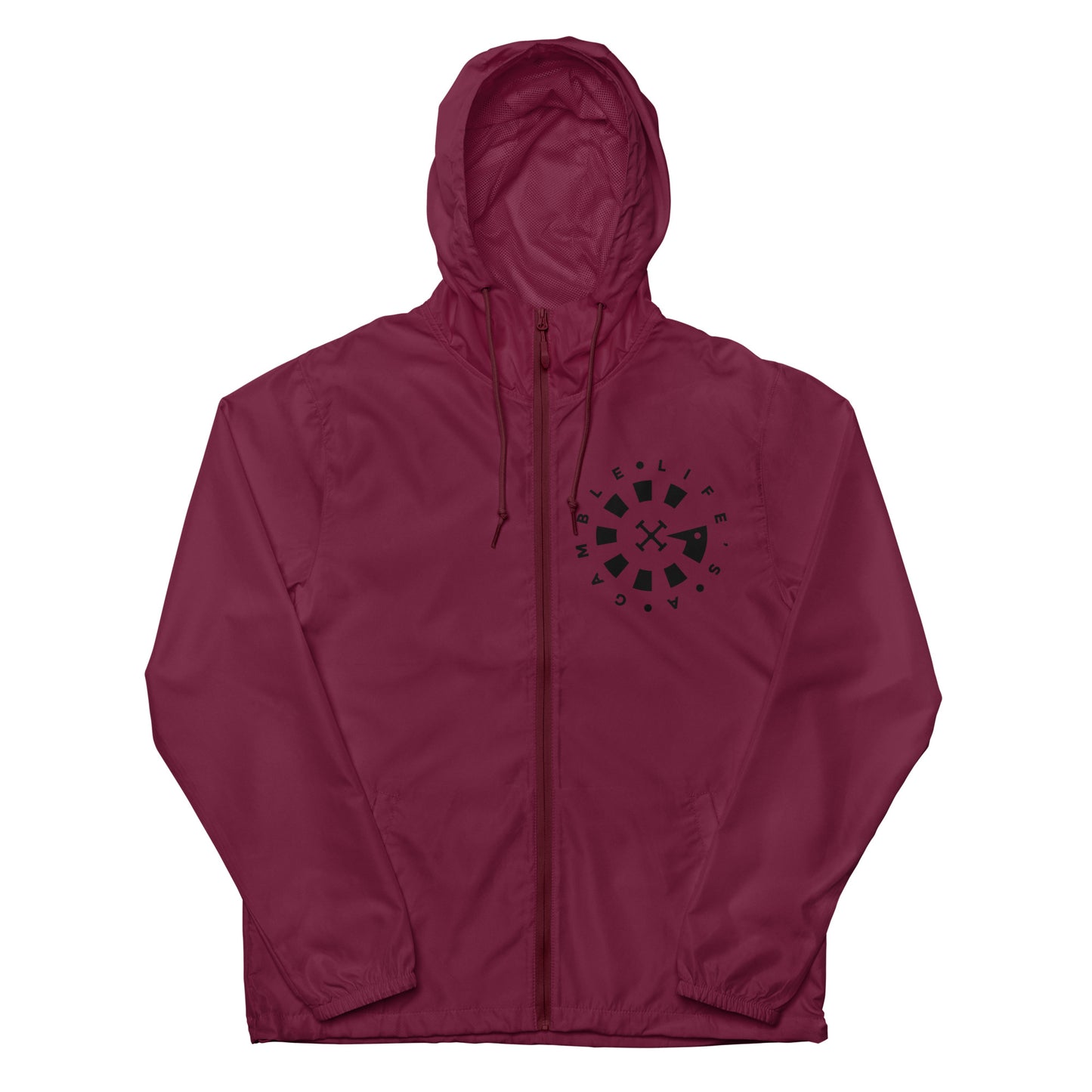 LAG Life's A Gamble Circle White Unisex lightweight zip up windbreaker
