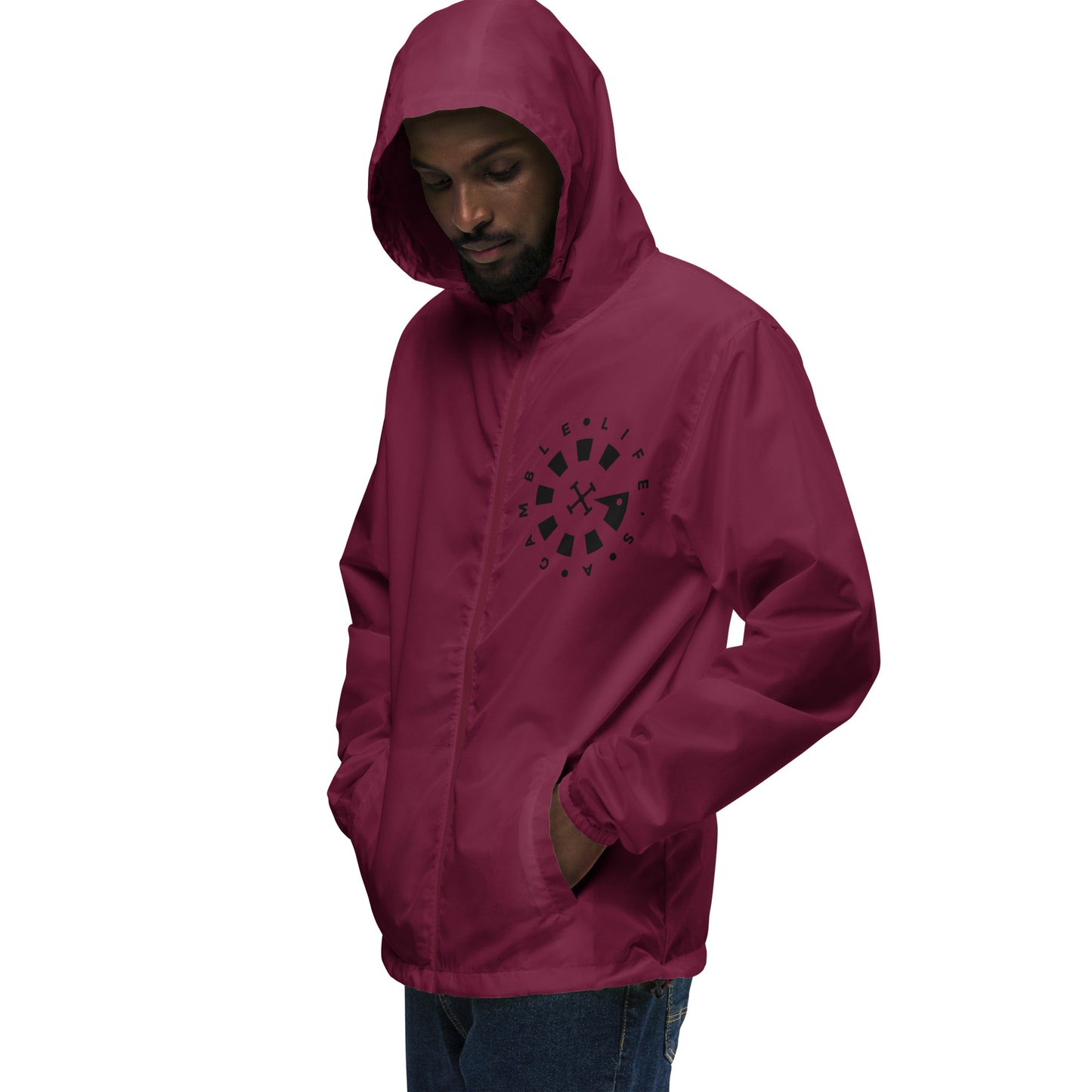 LAG Life's A Gamble Circle White Unisex lightweight zip up windbreaker