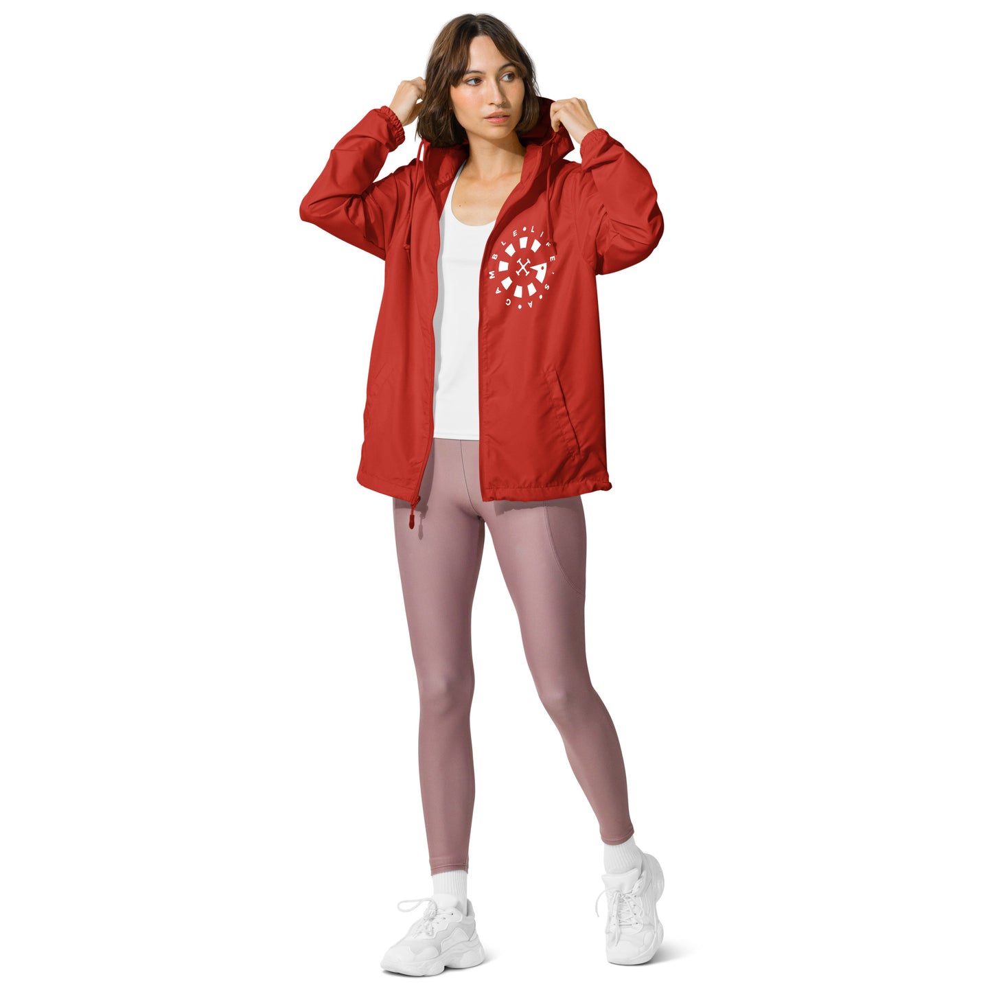 LAG Life's A Gamble Circle White Unisex lightweight zip up windbreaker