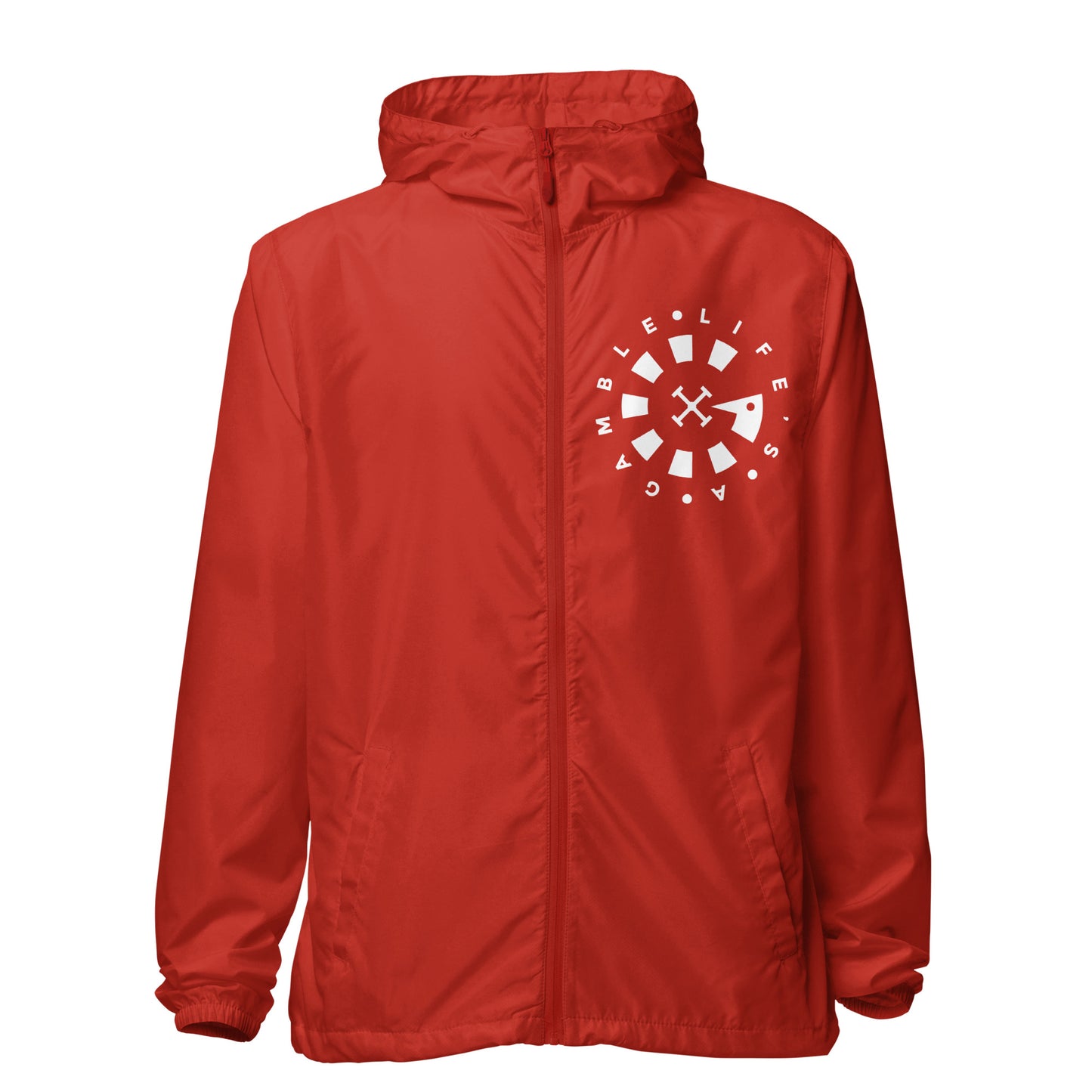 LAG Life's A Gamble Circle White Unisex lightweight zip up windbreaker