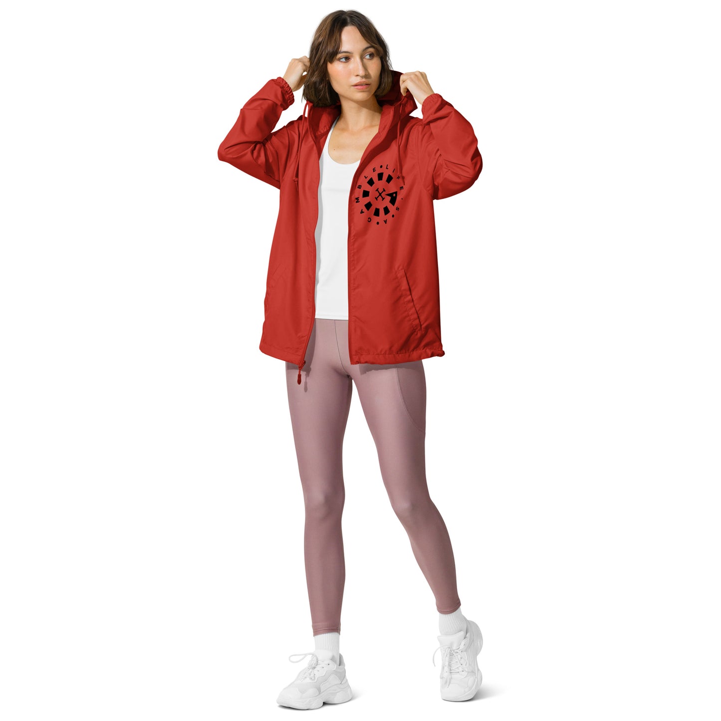 LAG Life's A Gamble Circle White Unisex lightweight zip up windbreaker