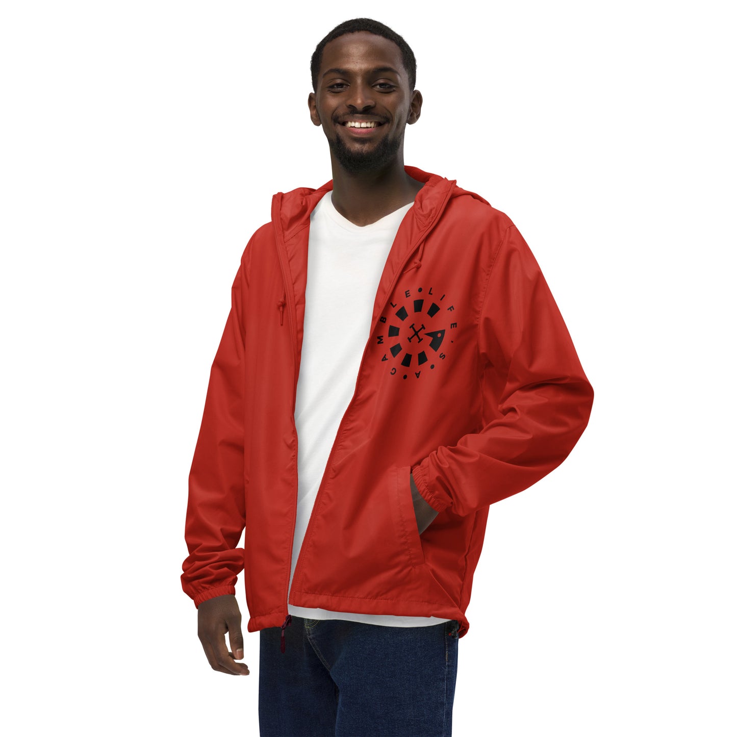 LAG Life's A Gamble Circle White Unisex lightweight zip up windbreaker