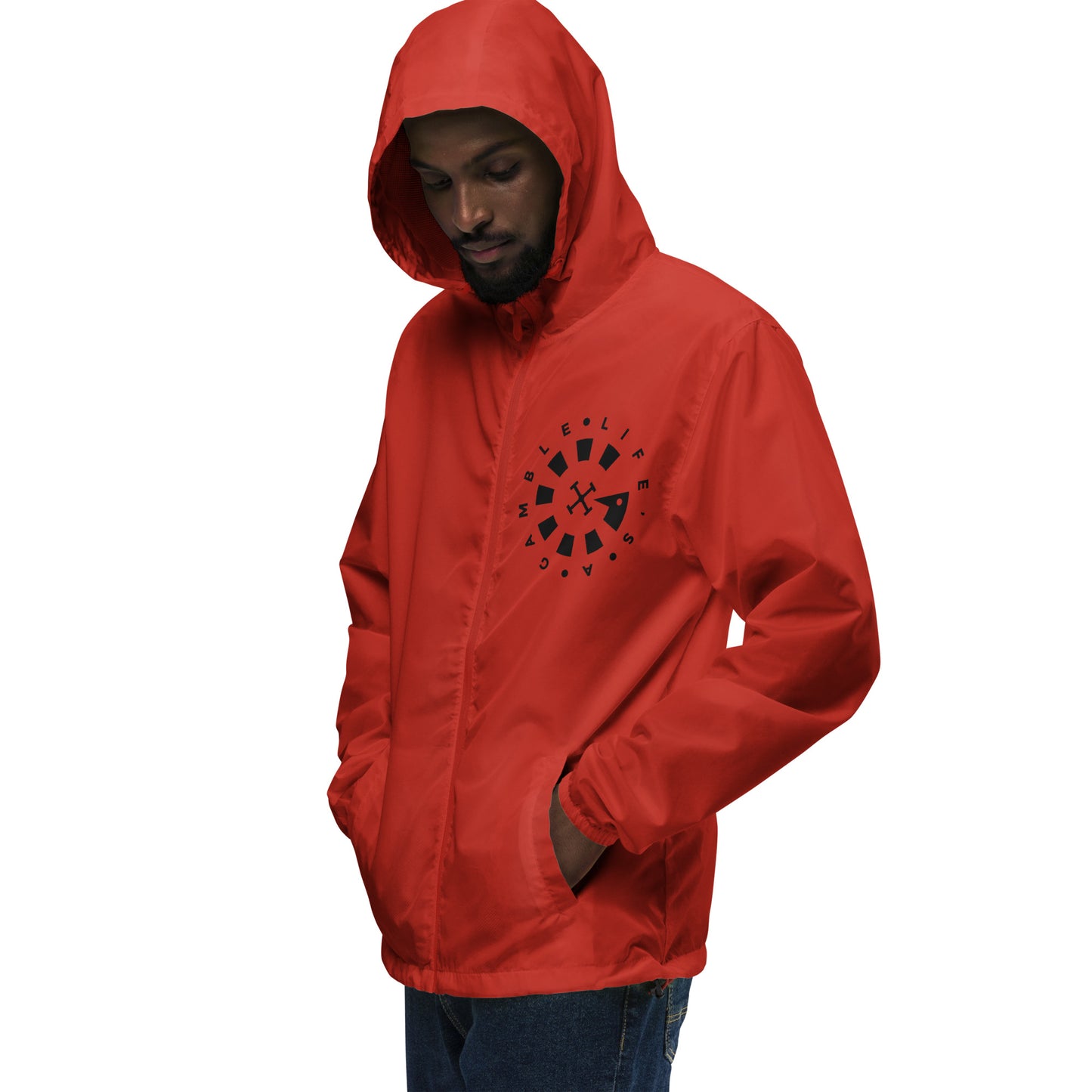 LAG Life's A Gamble Circle White Unisex lightweight zip up windbreaker