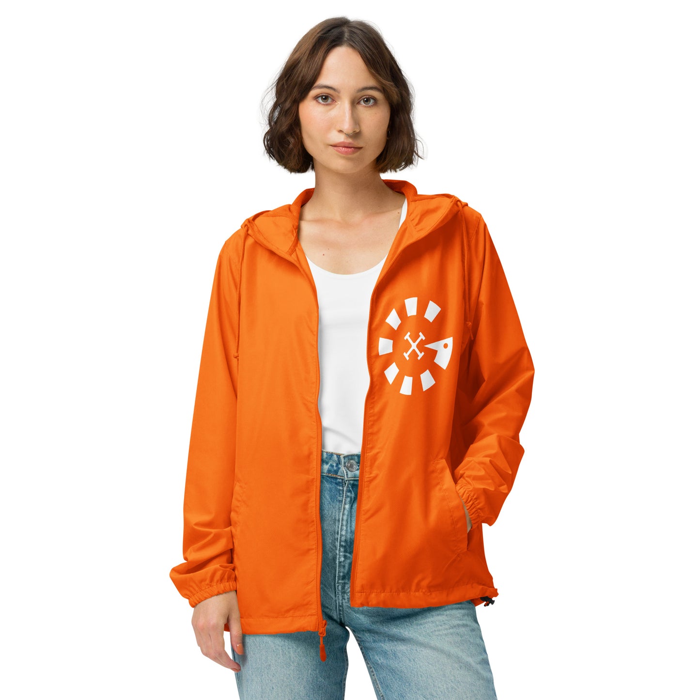 Big G White Unisex lightweight zip up windbreaker