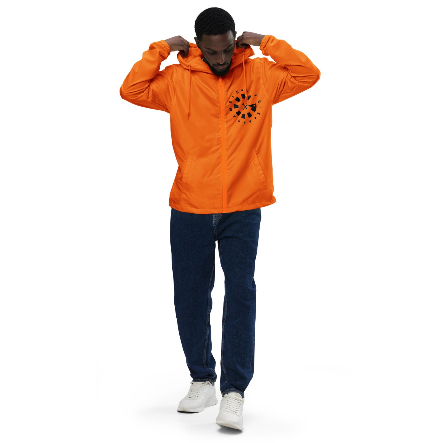LAG Life's A Gamble Circle White Unisex lightweight zip up windbreaker