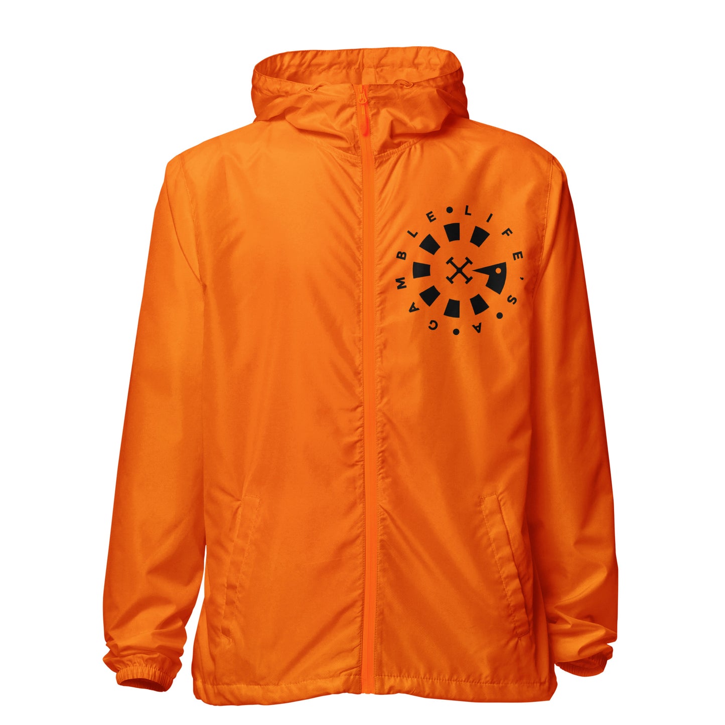 LAG Life's A Gamble Circle White Unisex lightweight zip up windbreaker