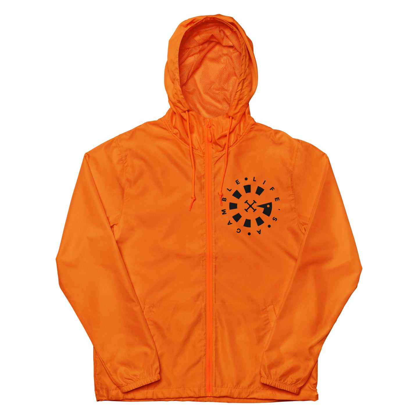 LAG Life's A Gamble Circle White Unisex lightweight zip up windbreaker