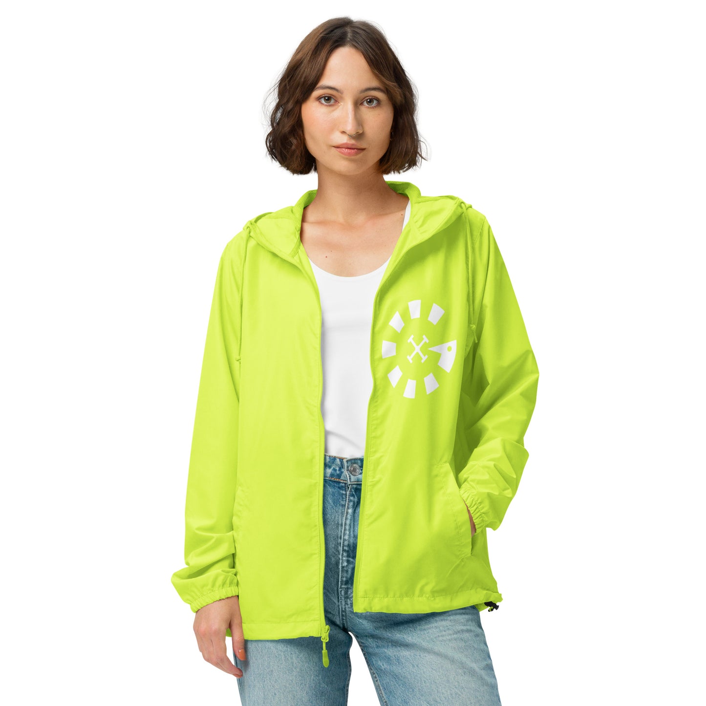 Big G White Unisex lightweight zip up windbreaker