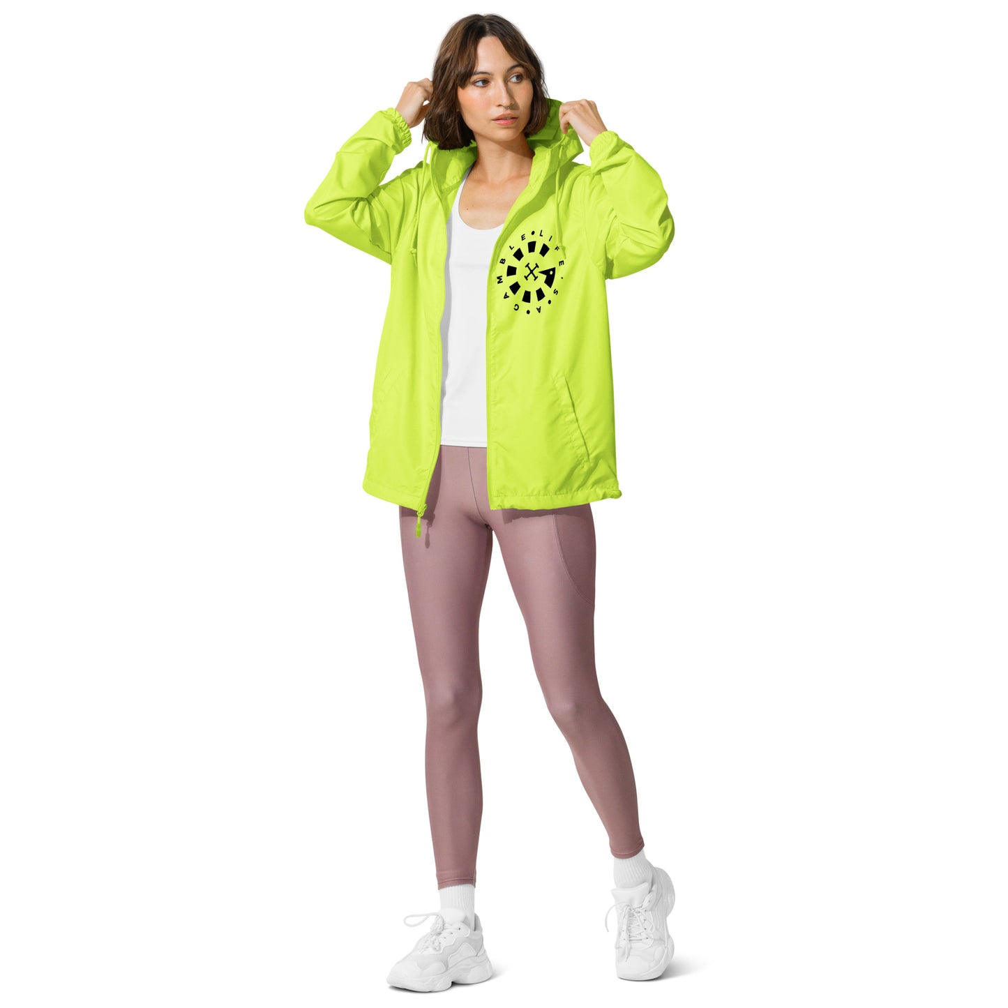 LAG Life's A Gamble Circle White Unisex lightweight zip up windbreaker