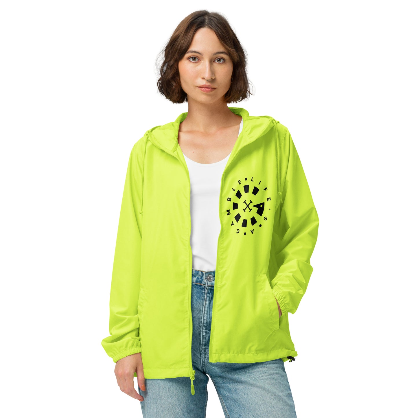 LAG Life's A Gamble Circle White Unisex lightweight zip up windbreaker