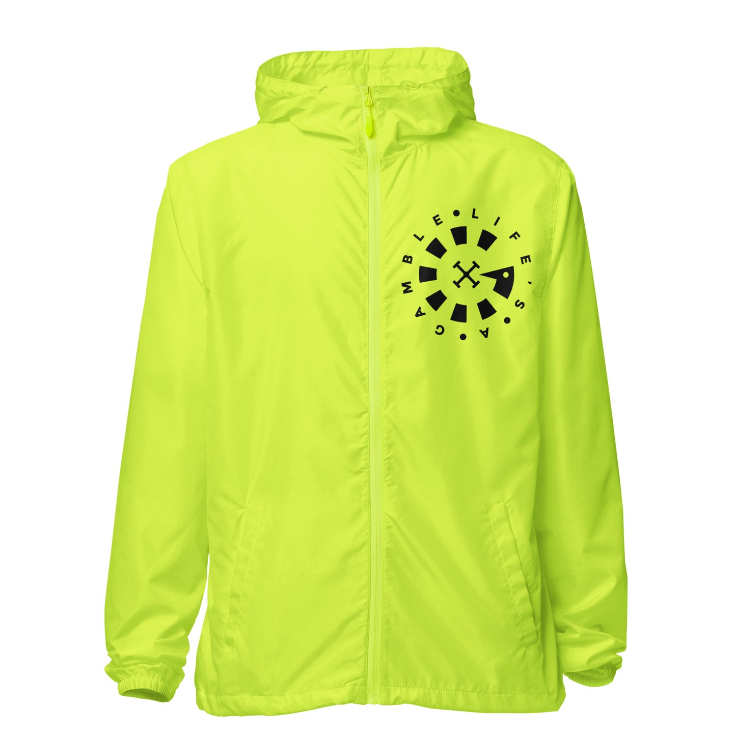 LAG Life's A Gamble Circle White Unisex lightweight zip up windbreaker