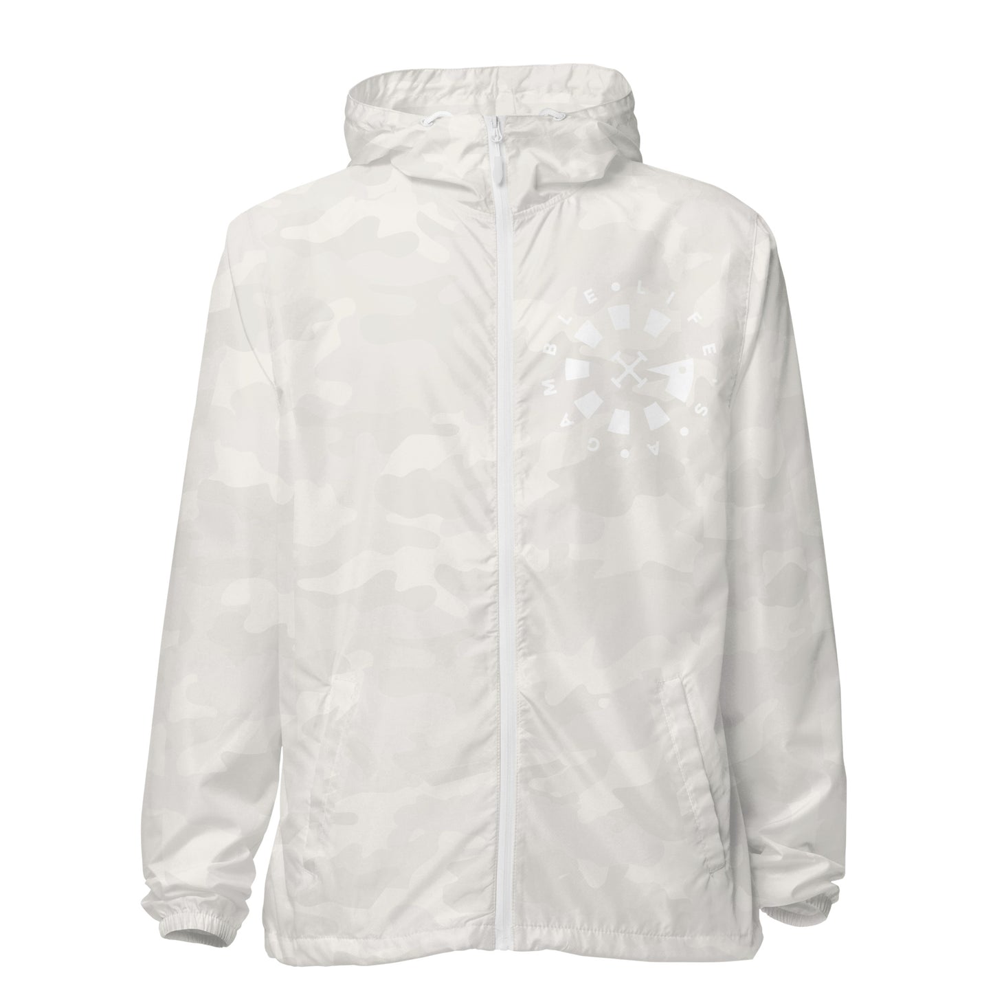 LAG Life's A Gamble Circle White Unisex lightweight zip up windbreaker