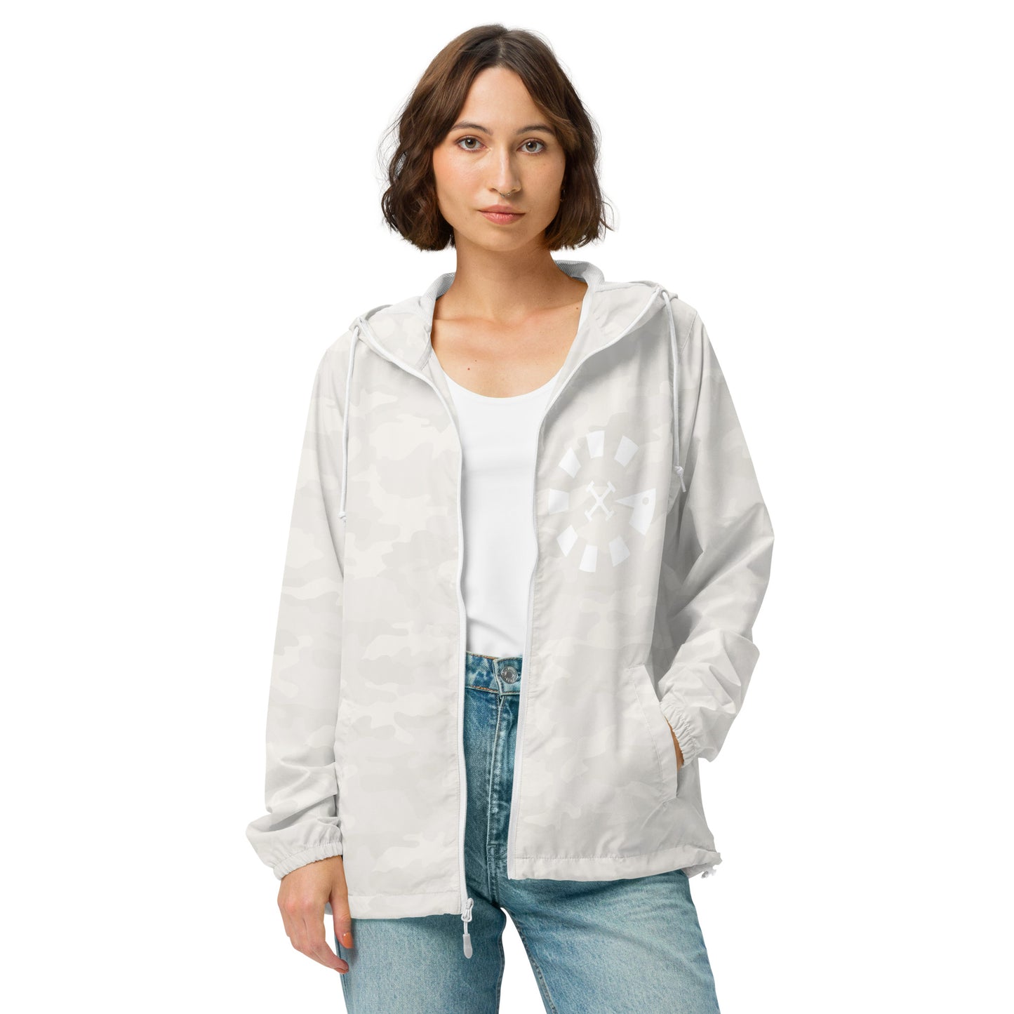 Big G White Unisex lightweight zip up windbreaker