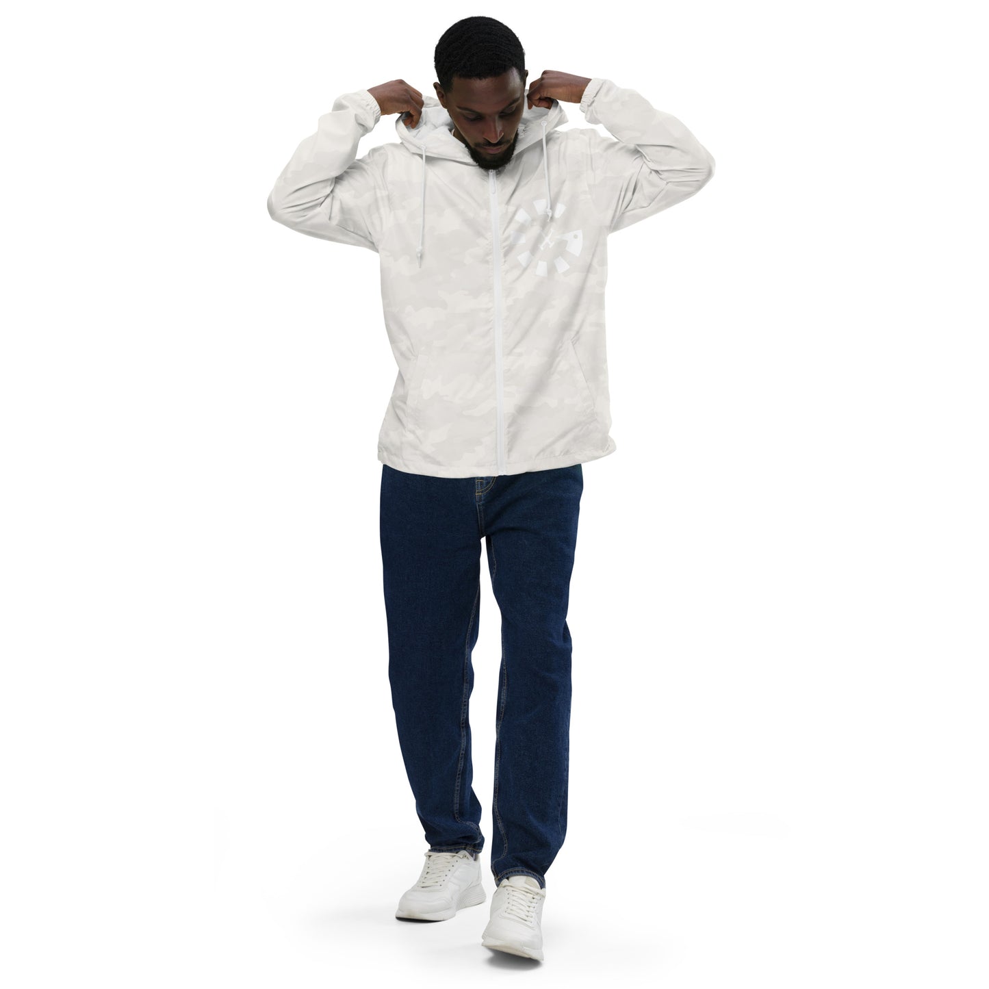 Big G White Unisex lightweight zip up windbreaker