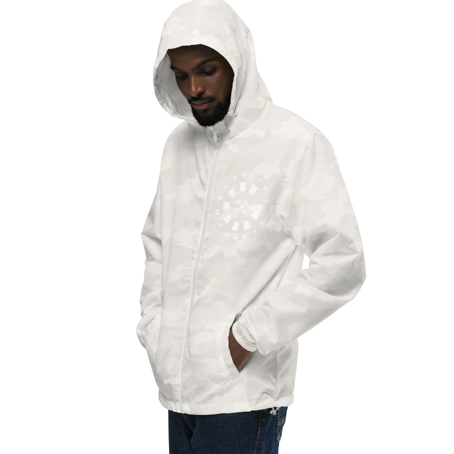 LAG Life's A Gamble Circle White Unisex lightweight zip up windbreaker