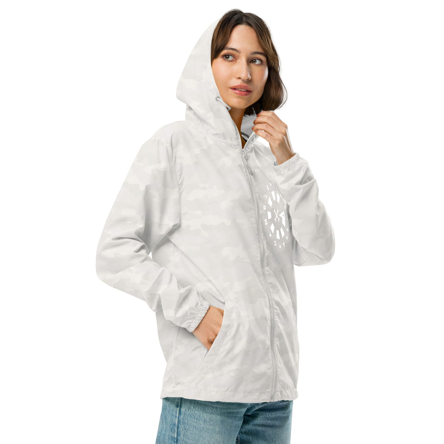 LAG Life's A Gamble Circle White Unisex lightweight zip up windbreaker