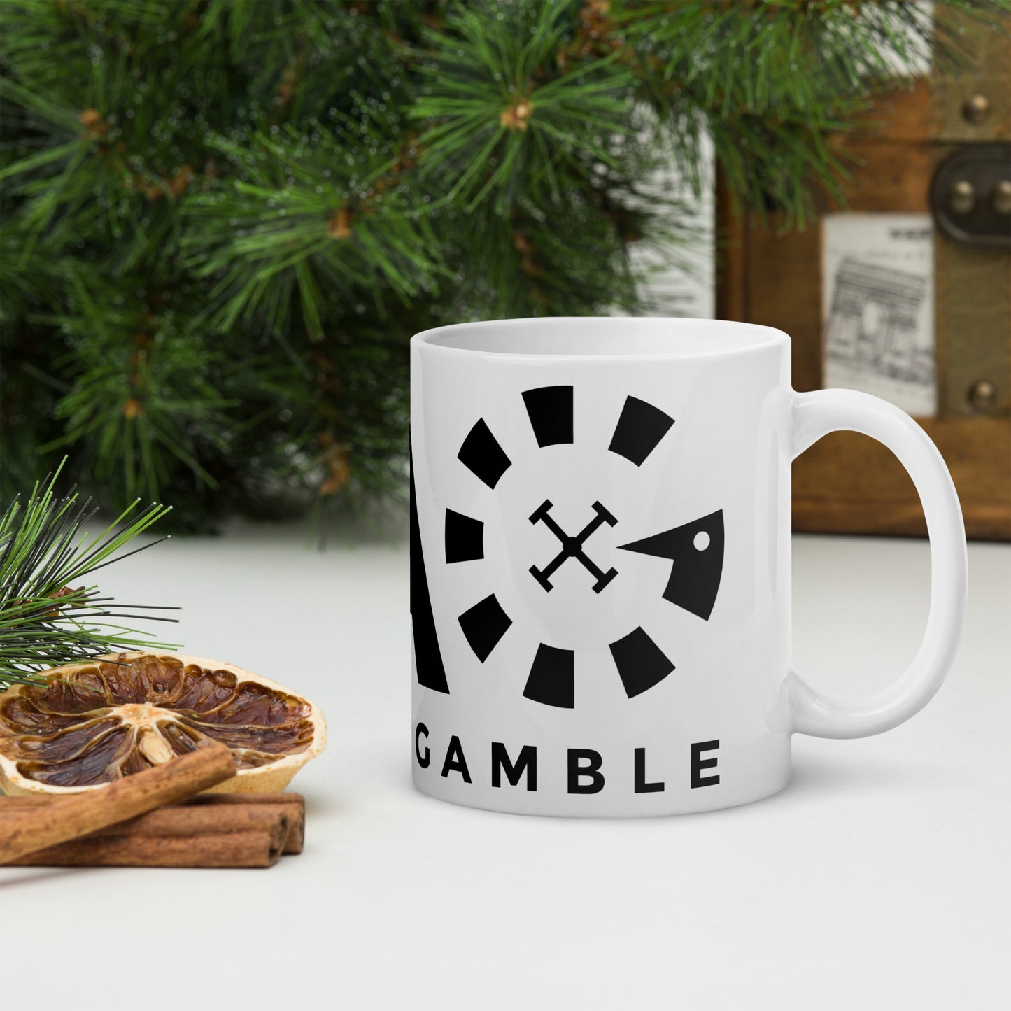 LAG Life's A Gamble Black White glossy mug