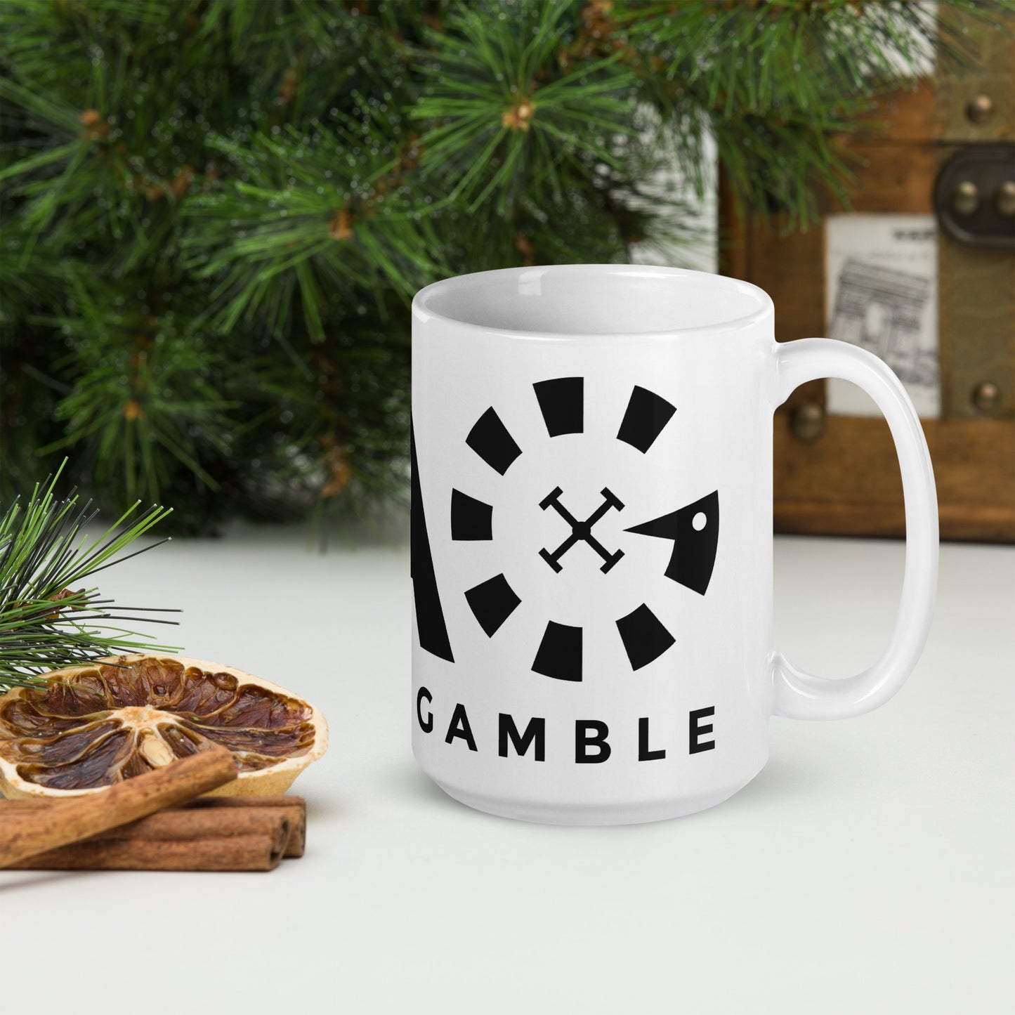 LAG Life's A Gamble Black White glossy mug