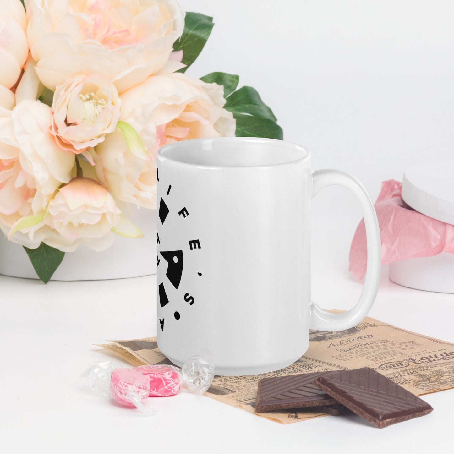 LAG Life's A Gamble Circle black White glossy mug