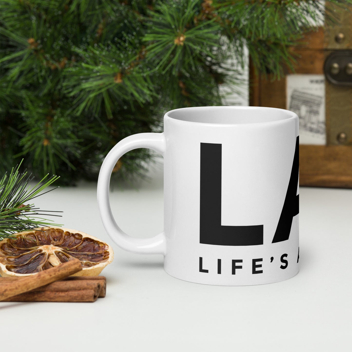 LAG Life's A Gamble Black White glossy mug