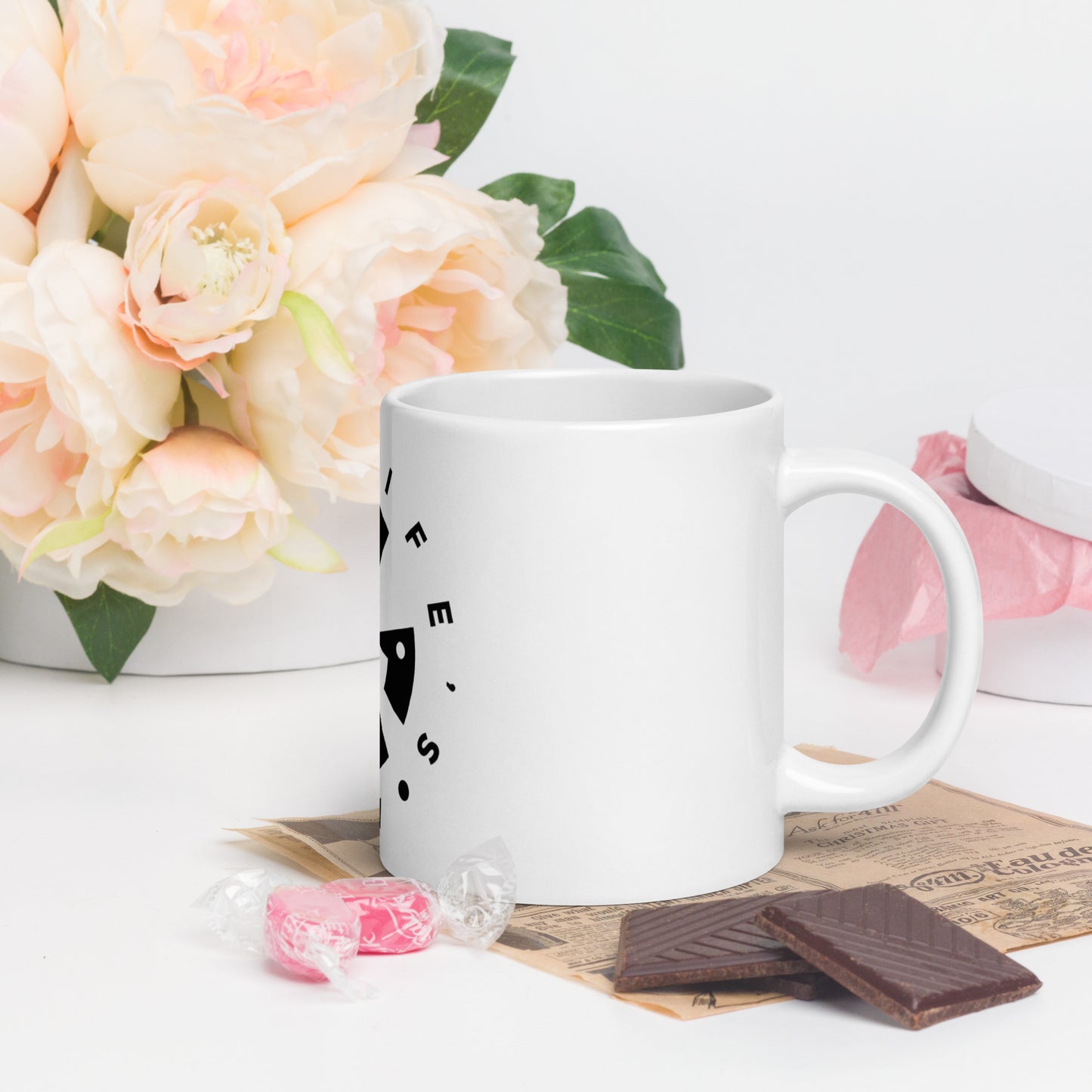 LAG Life's A Gamble Circle black White glossy mug