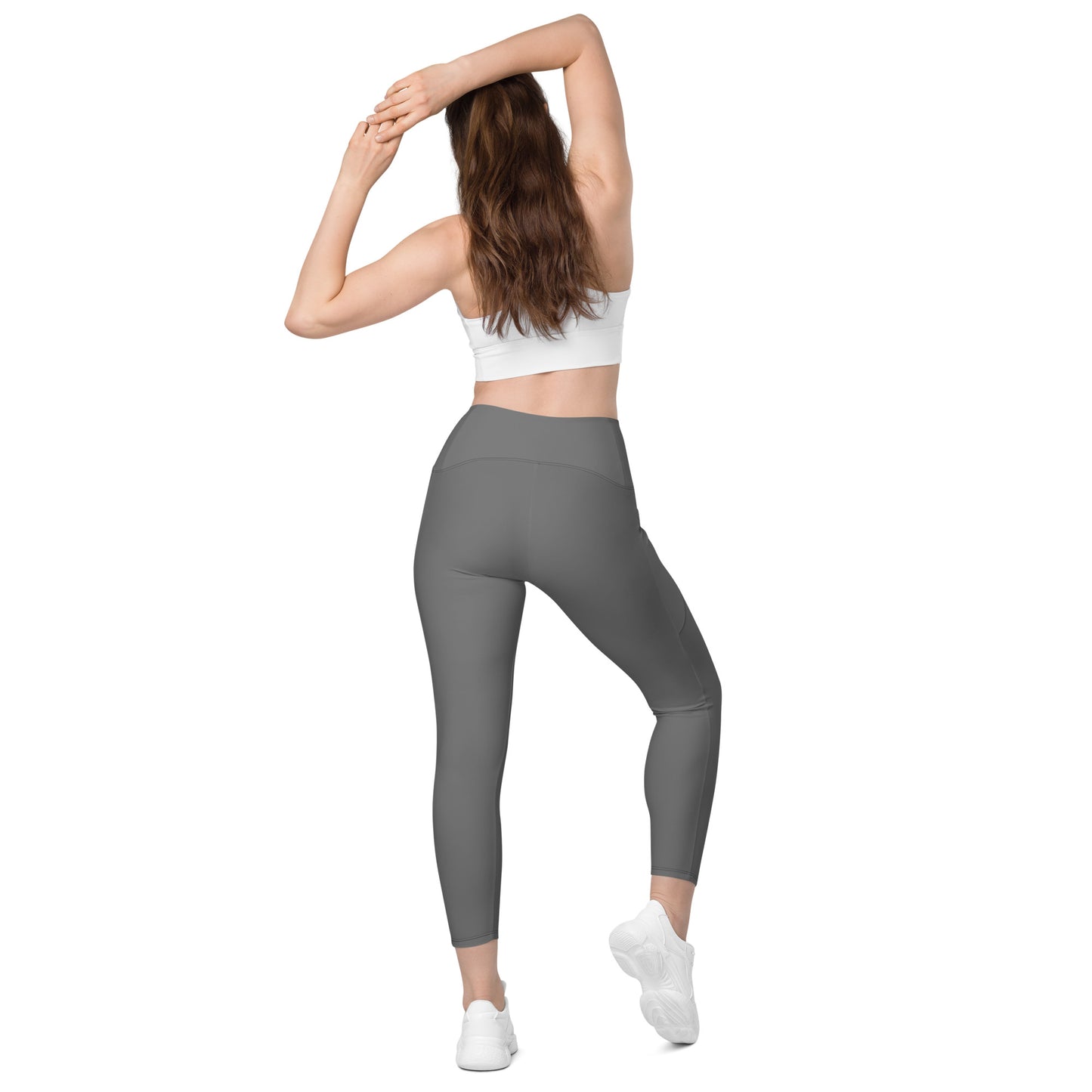 Big G White Crossover leggings with pockets