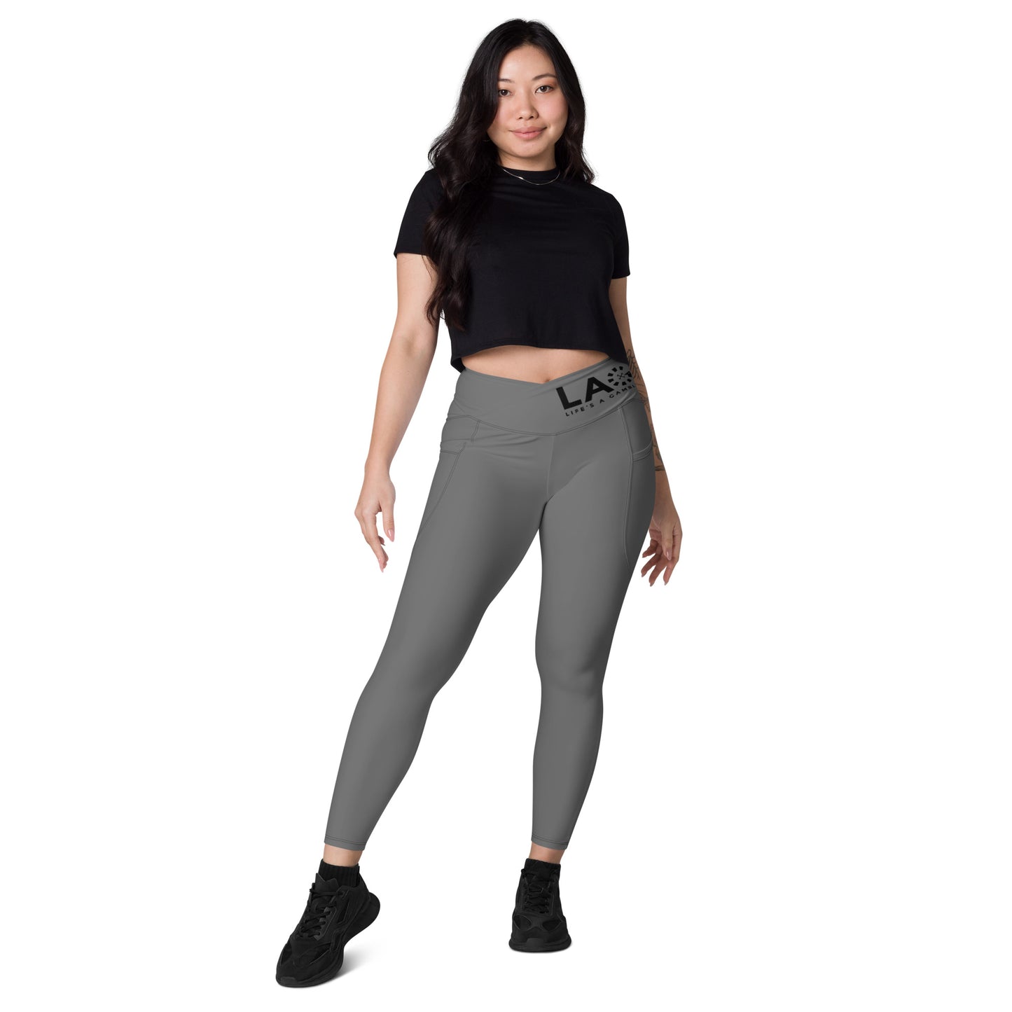 LAG Life's A Gamble Black Crossover leggings with pockets