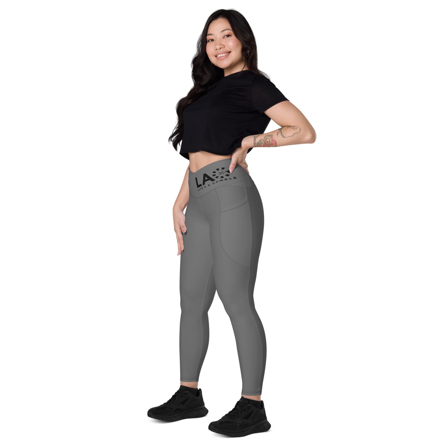 LAG Life's A Gamble Black Crossover leggings with pockets